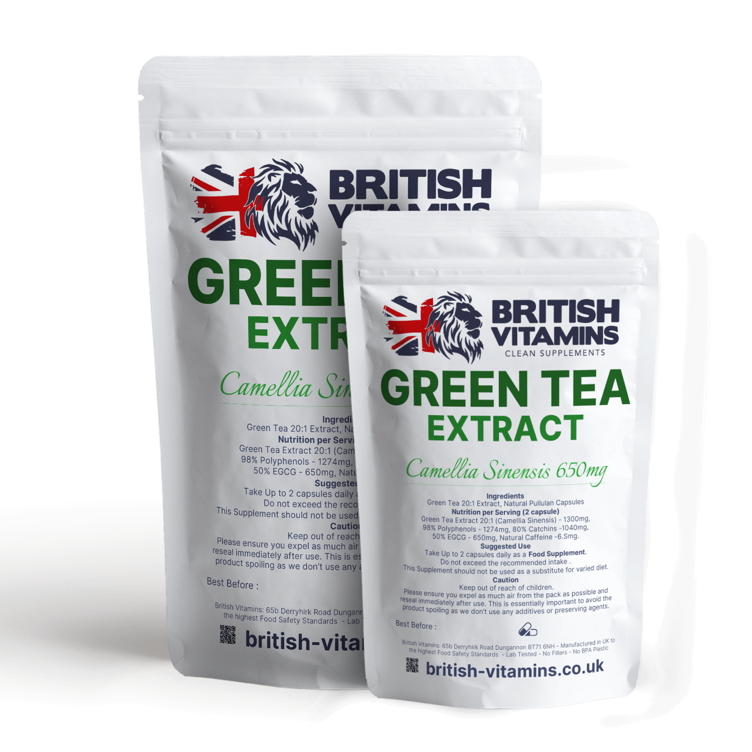 Green Tea Extract 20:1 98% Polyphenols, 80% Catechins ,50% EGCG 13000mg Vegan Health & Beauty:Vitamins & Lifestyle Supplements:Vitamins & Minerals British Vitamins 5 Capsules ( Sample )  