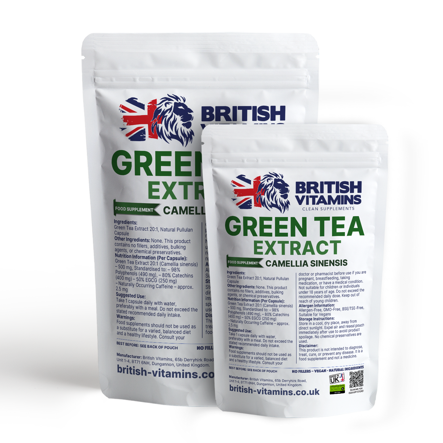 Green Tea Extract 13000 mg Equivalent – 98% Polyphenols | 80% Catechins | 50% EGCG | Vegan Capsules