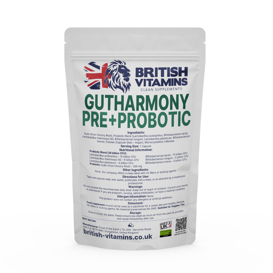 GutHarmony Pre+Probotic Health & Beauty:Vitamins & Lifestyle Supplements:Vitamins & Minerals British Vitamins 60 Capsules  