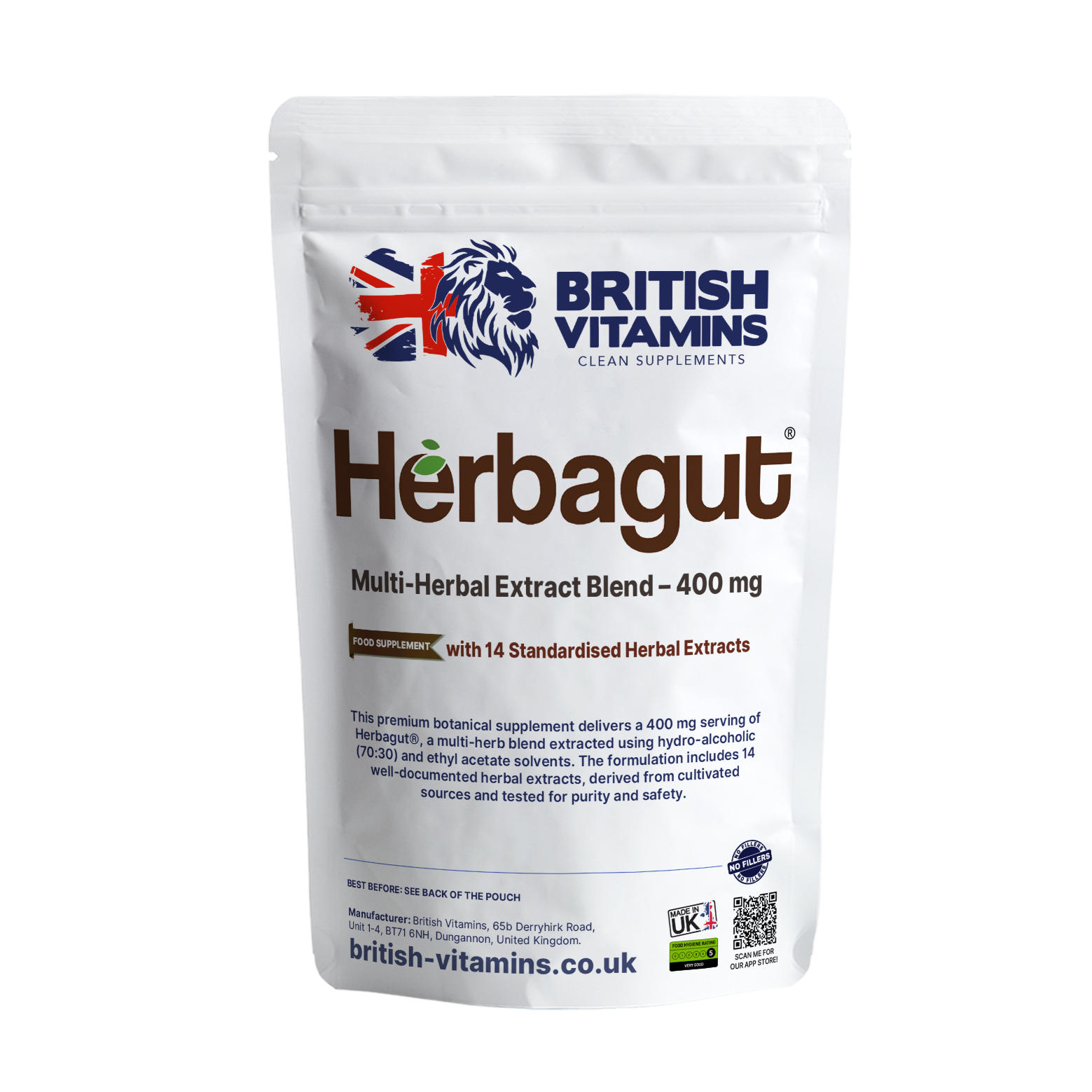 Herbagut® – Multi-Herbal Extract Blend – 400 mg British Vitamins 60 Capsules