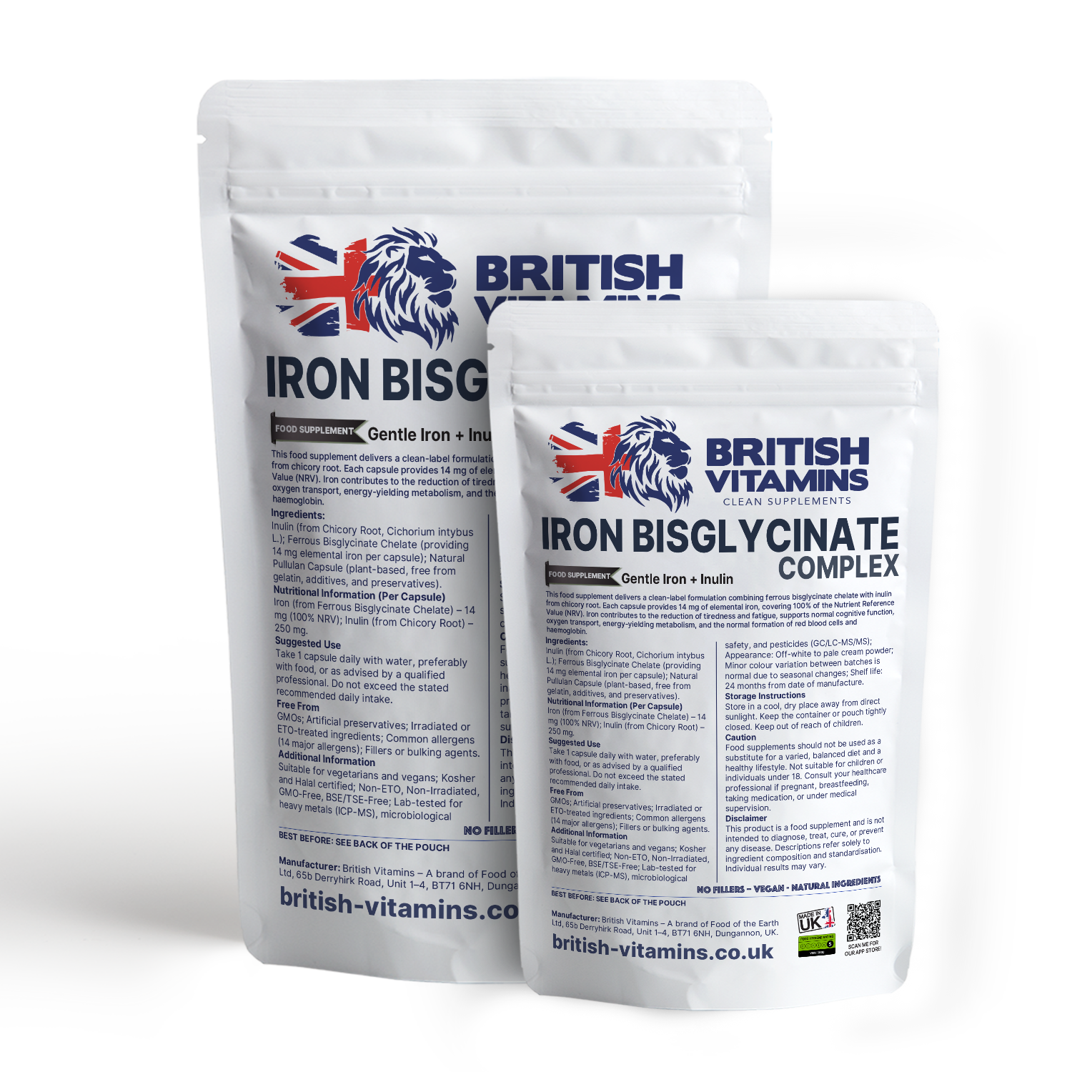 Iron from Ferrous Bisglycinate Chelate 14 mg British Vitamins
