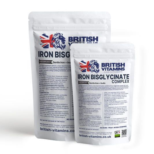 Iron from Ferrous Bisglycinate Chelate 14 mg British Vitamins