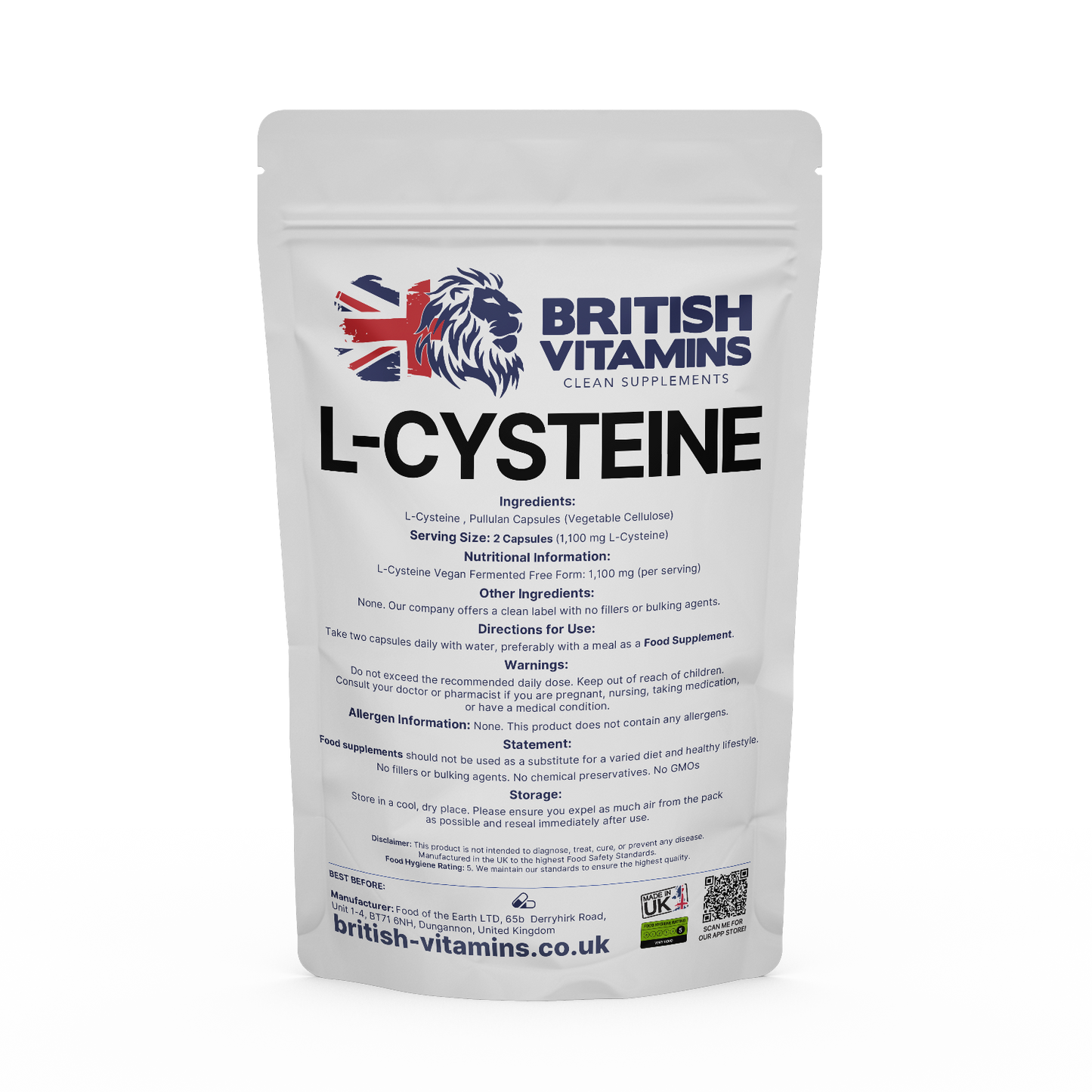 L-Cysteine Health & Beauty:Vitamins & Lifestyle Supplements:Vitamins & Minerals British Vitamins 5 Capsules (Sample)  