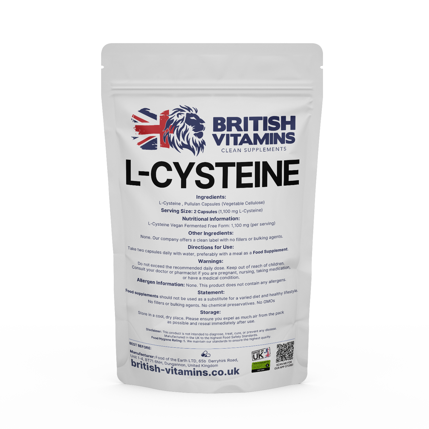 L-Cysteine Health & Beauty:Vitamins & Lifestyle Supplements:Vitamins & Minerals British Vitamins 5 Capsules (Sample)  