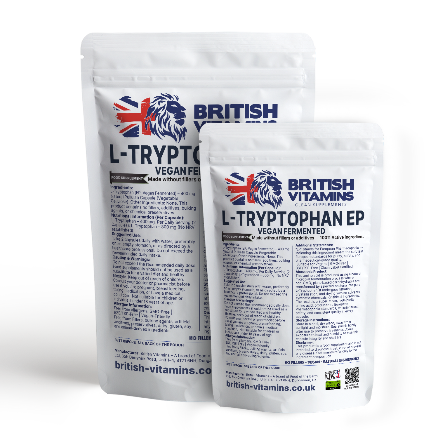 L-Tryptophan (EP, Vegan Fermented) 400 mg British Vitamins