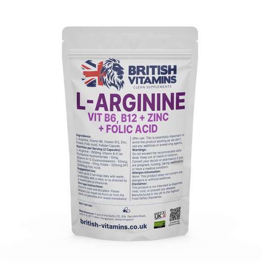 L-Arginine Supplement Health & Beauty:Vitamins & Lifestyle Supplements:Vitamins & Minerals British Vitamins 60 Capsules