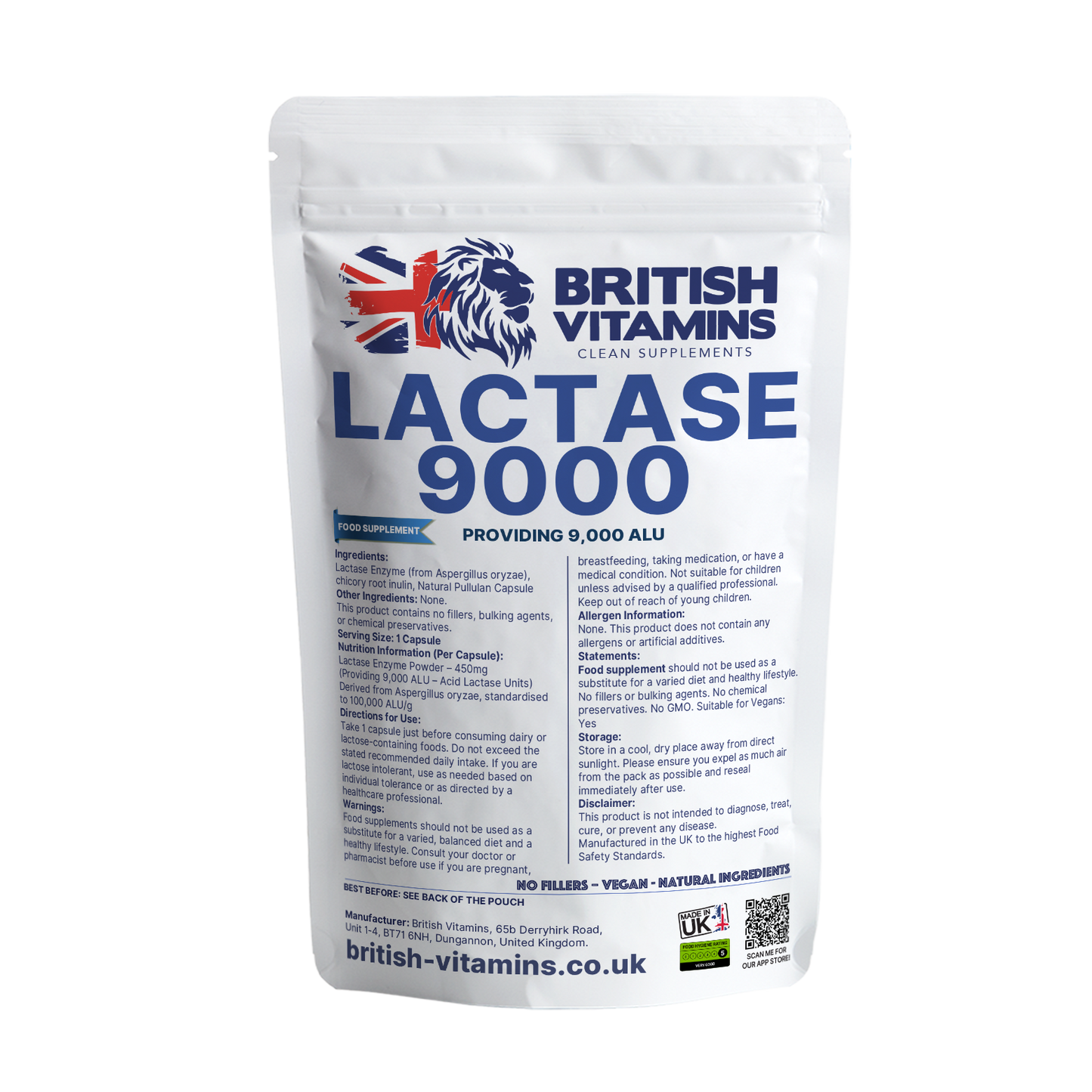 Lactase 9000 –Providing 9,000 ALU per capsule British Vitamins 90 Capsulea