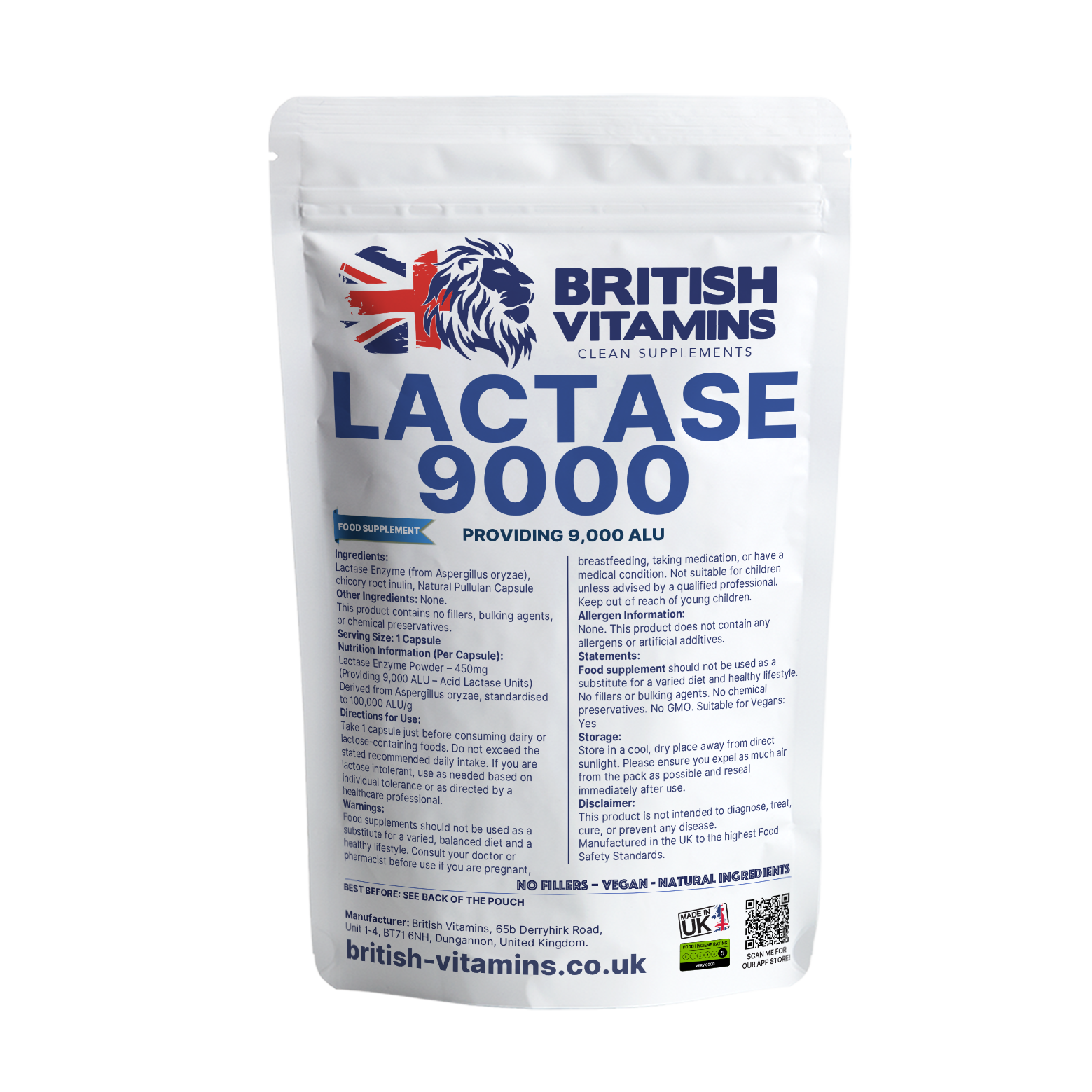 Lactase 9000 –Providing 9,000 ALU per capsule British Vitamins 90 Capsulea