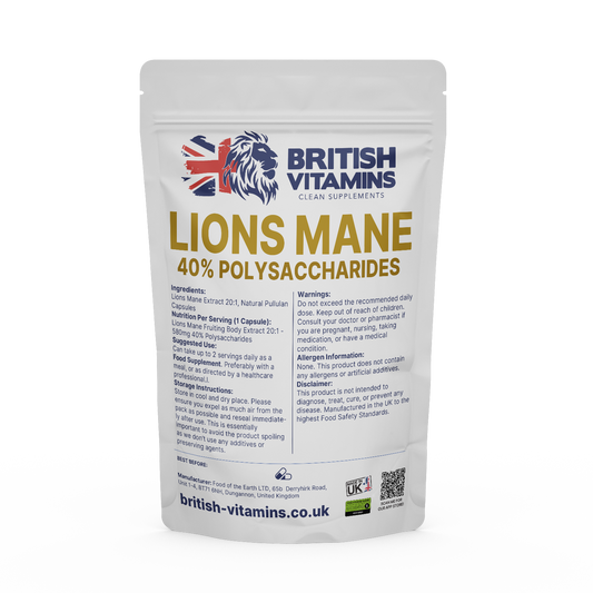 Lions Mane Mushrooms 20:1 extract 40% polysaccharides Health & Beauty:Vitamins & Lifestyle Supplements:Vitamins & Minerals British Vitamins 5 Capsules ( Sample )