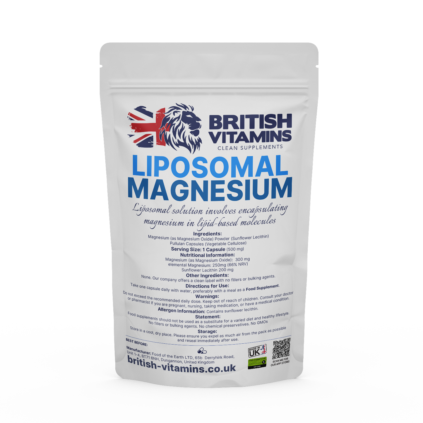 Liposomal Magnesium Health & Beauty:Vitamins & Lifestyle Supplements:Vitamins & Minerals British Vitamins 5 Capsules (Sample)  