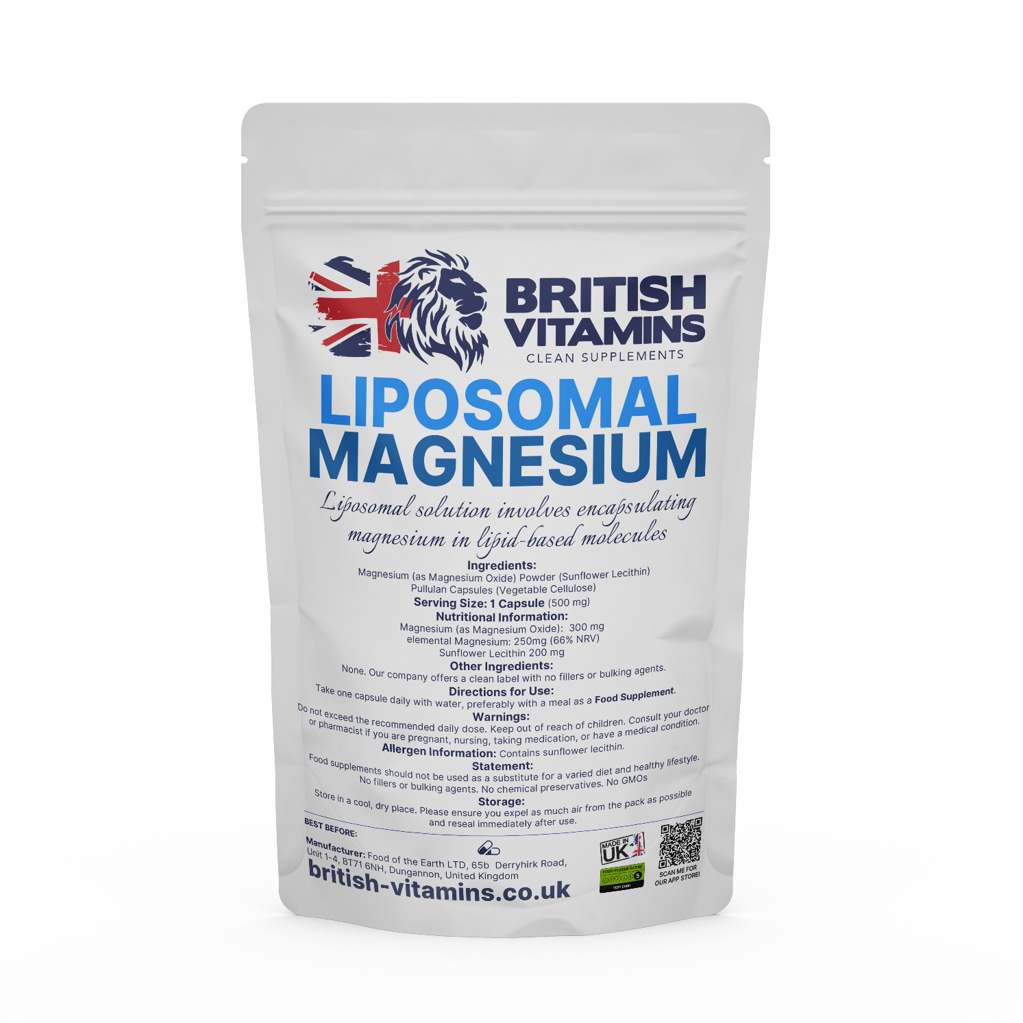 Liposomal Magnesium Health & Beauty:Vitamins & Lifestyle Supplements:Vitamins & Minerals British Vitamins 5 Capsules (Sample)  