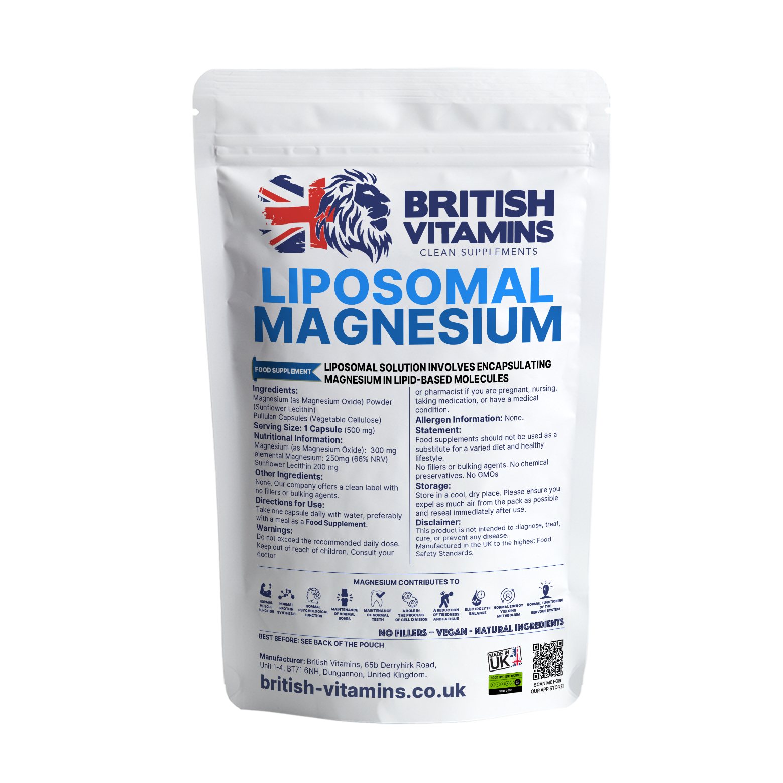 Liposomal Magnesium Health & Beauty:Vitamins & Lifestyle Supplements:Vitamins & Minerals British Vitamins 5 Capsules (Sample)