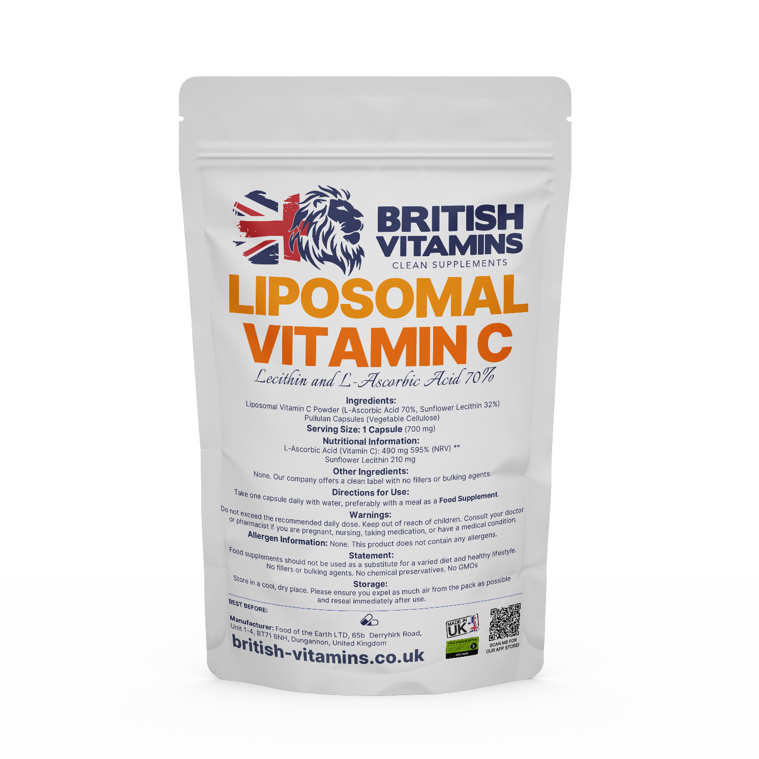 Vitamin C Liposomal Health & Beauty:Vitamins & Lifestyle Supplements:Vitamins & Minerals British Vitamins 5 capsules  