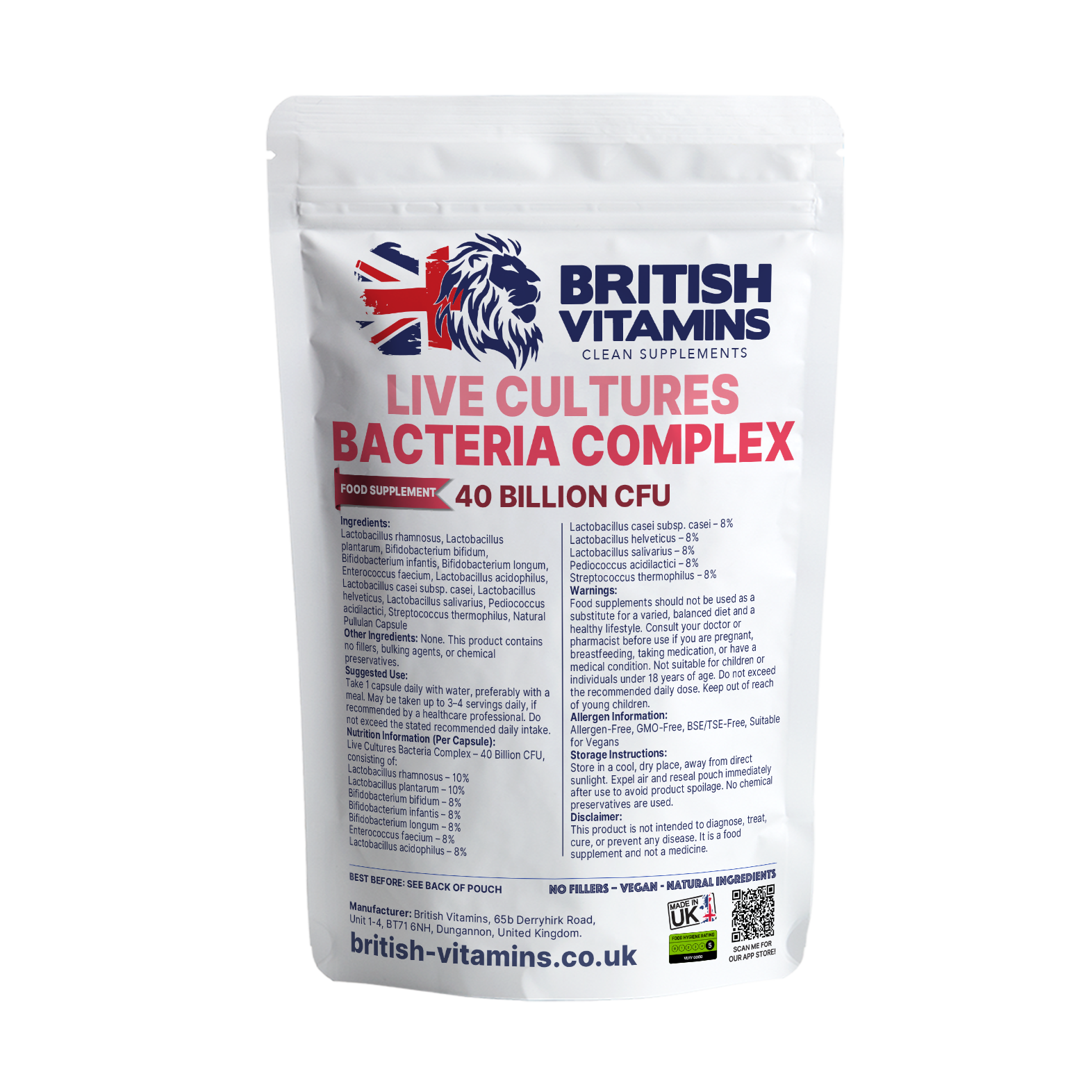 Live culture strain COMPLEX 40 Billion CFU/g Health & Beauty:Vitamins & Lifestyle Supplements:Vitamins & Minerals British Vitamins 30 Capsules