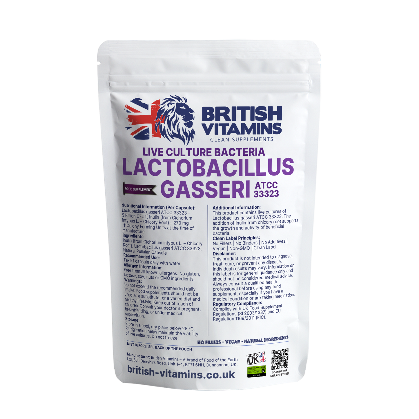 Lactobacillus Gasseri 5 Billion CFU Health & Beauty:Vitamins & Lifestyle Supplements:Vitamins & Minerals British Vitamins 30 Capsules
