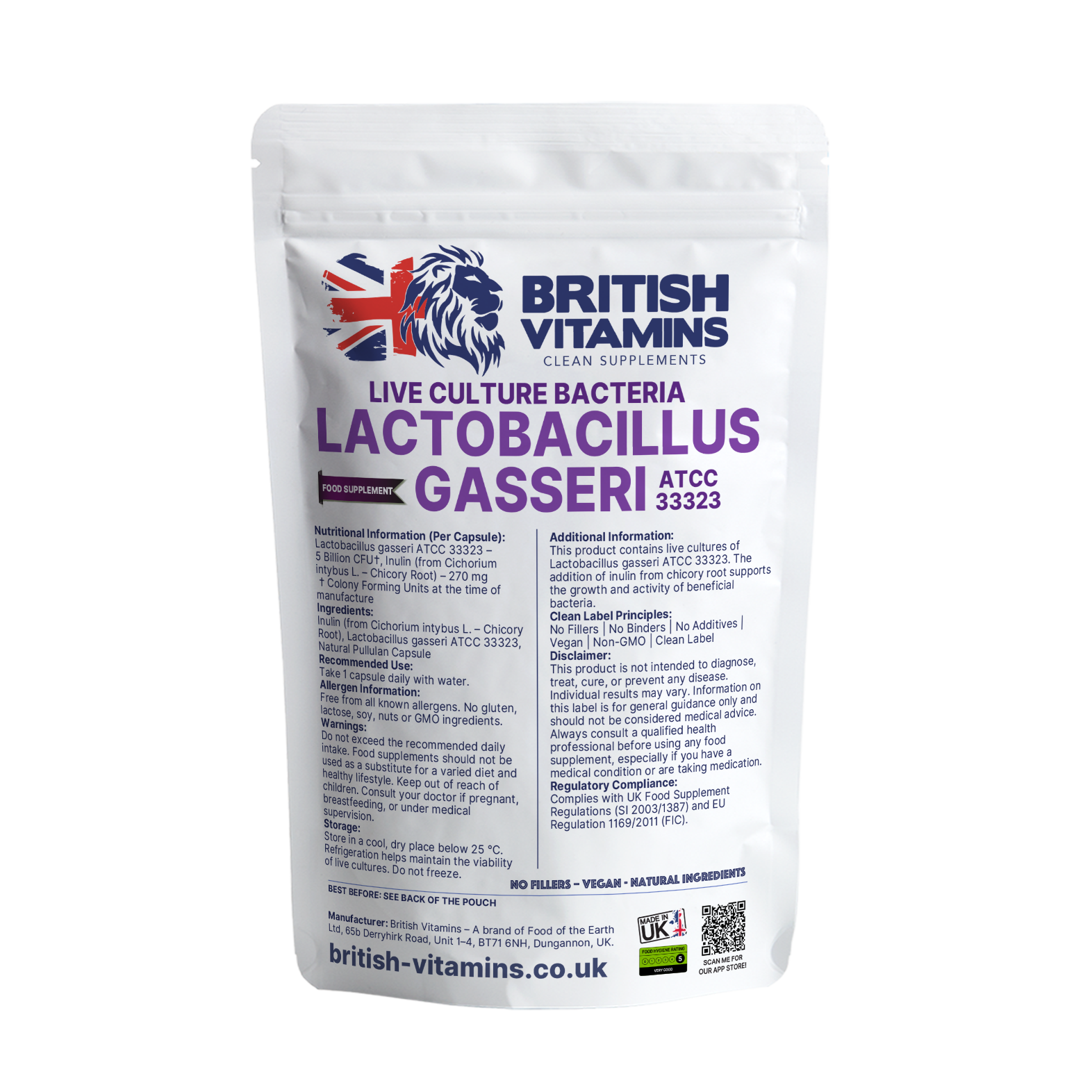 Lactobacillus Gasseri 5 Billion CFU Health & Beauty:Vitamins & Lifestyle Supplements:Vitamins & Minerals British Vitamins 30 Capsules
