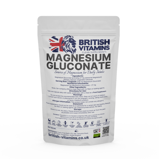 Magnesium Gluconate Health & Beauty:Vitamins & Lifestyle Supplements:Vitamins & Minerals British Vitamins 5 Capsules ( Sample )  