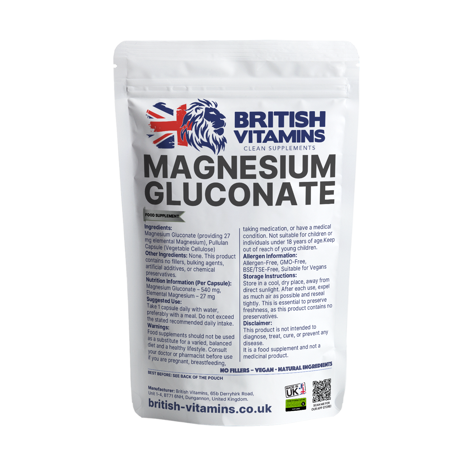 Magnesium Gluconate Health & Beauty:Vitamins & Lifestyle Supplements:Vitamins & Minerals British Vitamins 5 Capsules ( Sample )