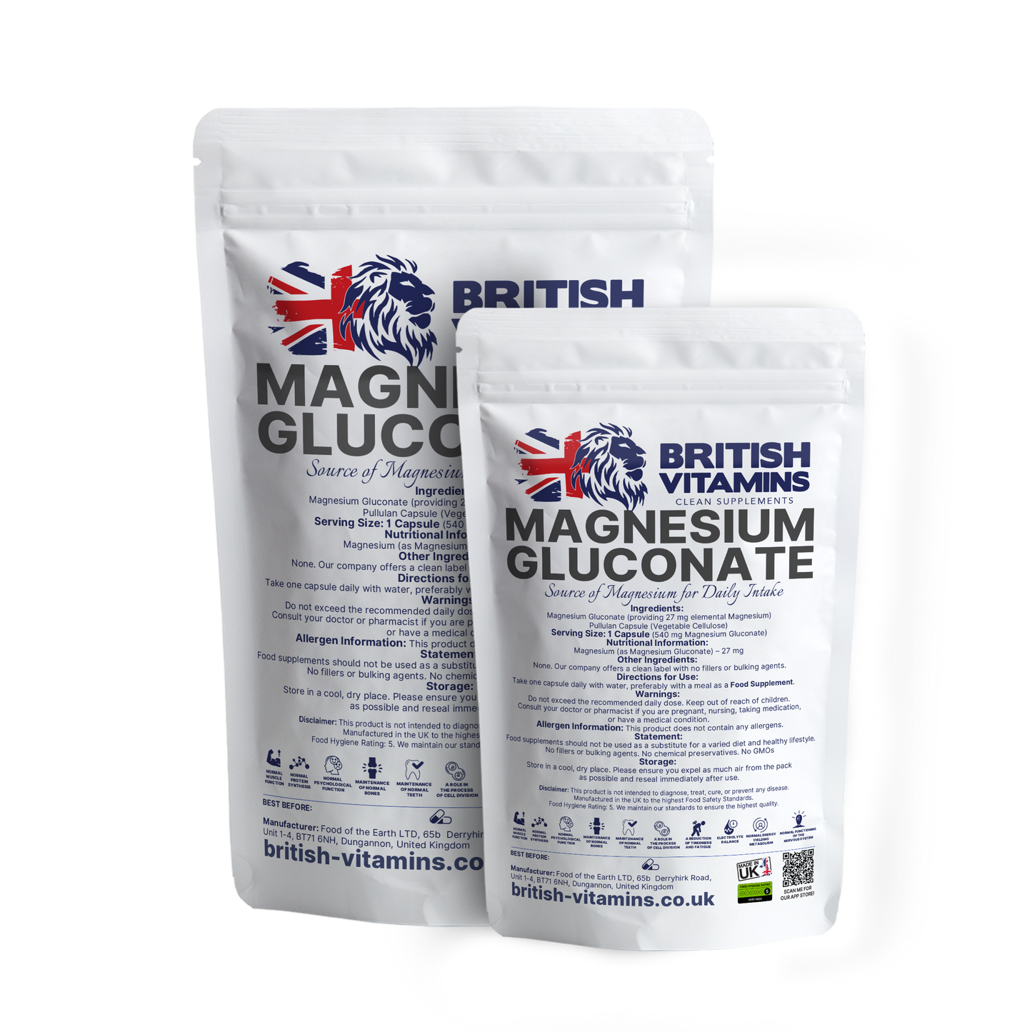 Magnesium Gluconate Health & Beauty:Vitamins & Lifestyle Supplements:Vitamins & Minerals British Vitamins   