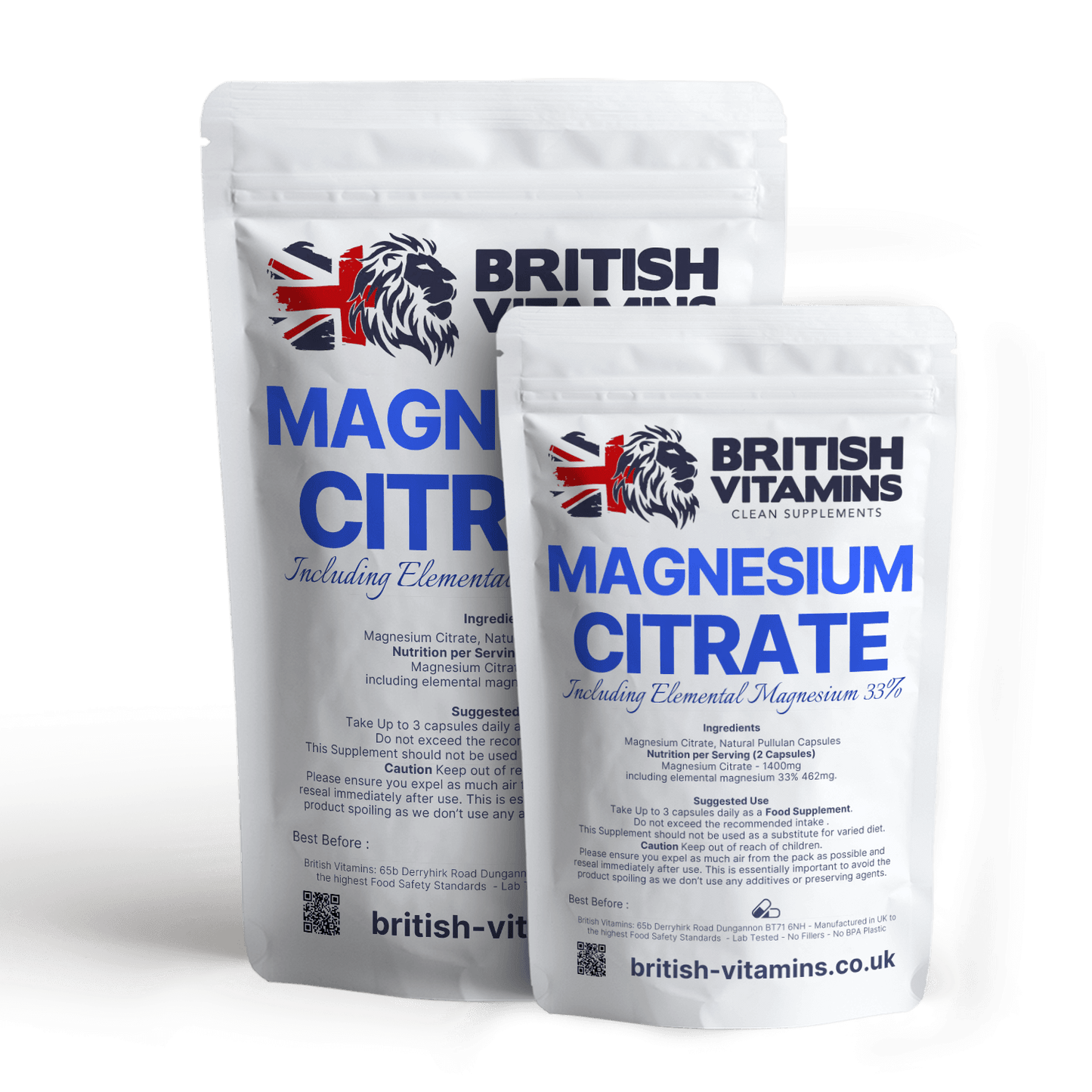 Magnesium Citrate Genuine Capsules 700mg - Additive Free Health & Beauty:Vitamins & Lifestyle Supplements:Vitamins & Minerals British Vitamins 120 Capsules (2 Months Supply )  