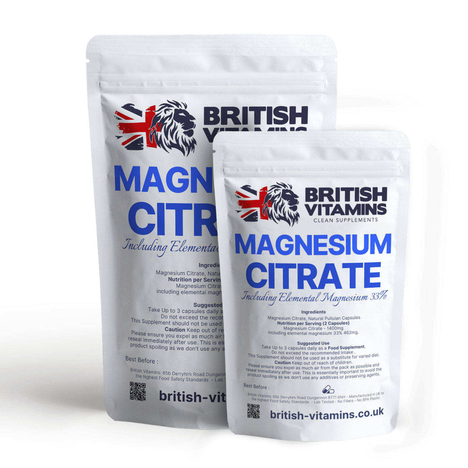 Magnesium Citrate Genuine Capsules 700mg - Additive Free Health & Beauty:Vitamins & Lifestyle Supplements:Vitamins & Minerals British Vitamins 120 Capsules (2 Months Supply )  