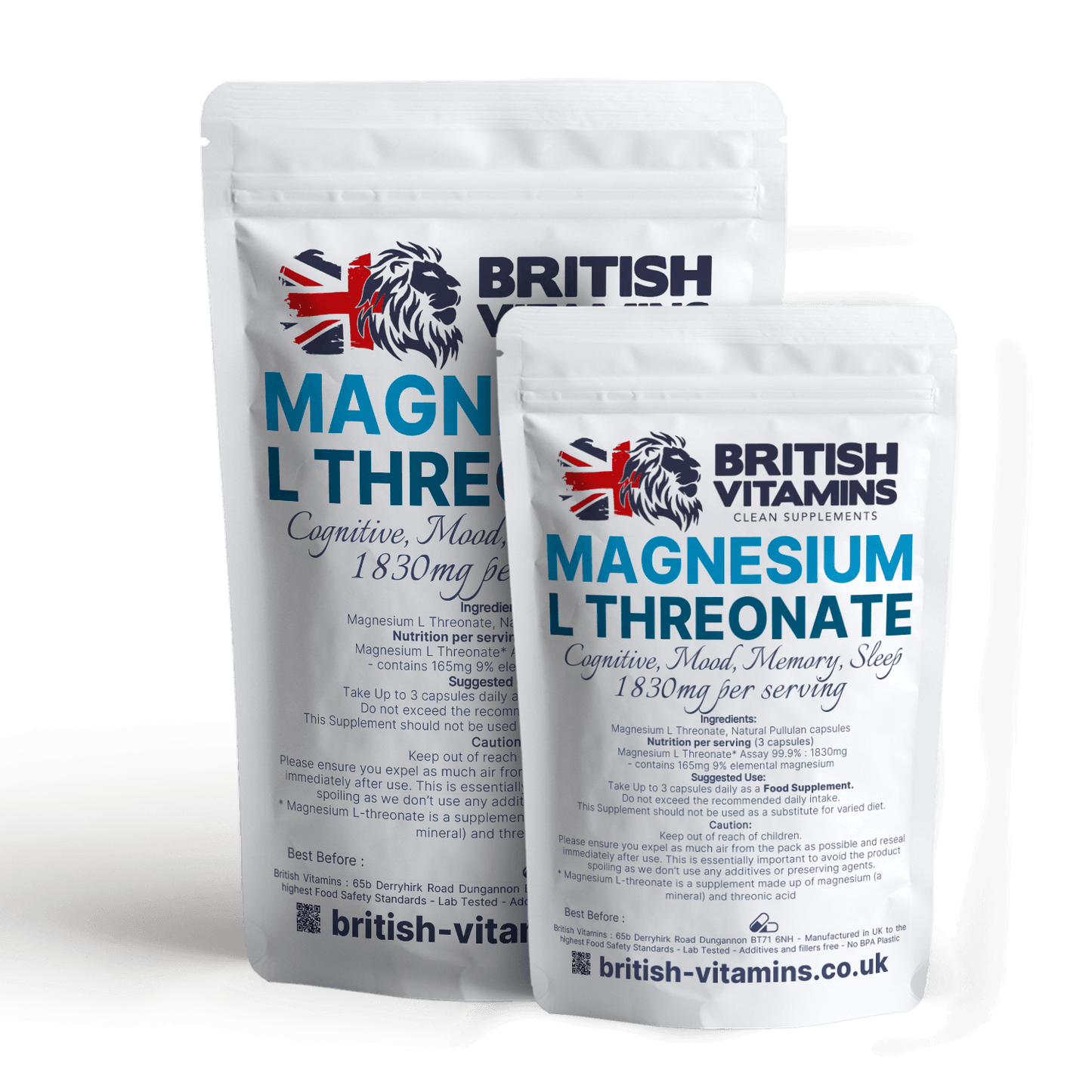 Magnesium L Threonate 1830mg Premium Minerals Capsules Nootropic Health & Beauty:Vitamins & Lifestyle Supplements:Sports Supplements:Protein Shakes & Bodybuilding British Vitamins 5 capsules  