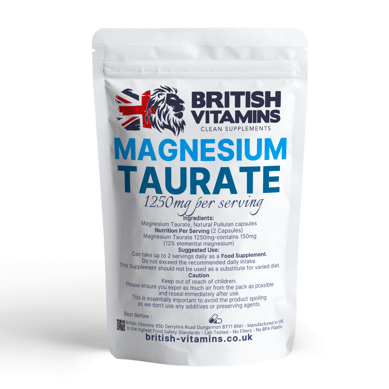 Magnesium Taurate Capsules No Fillers Health & Beauty:Vitamins & Lifestyle Supplements:Vitamins & Minerals British Vitamins   
