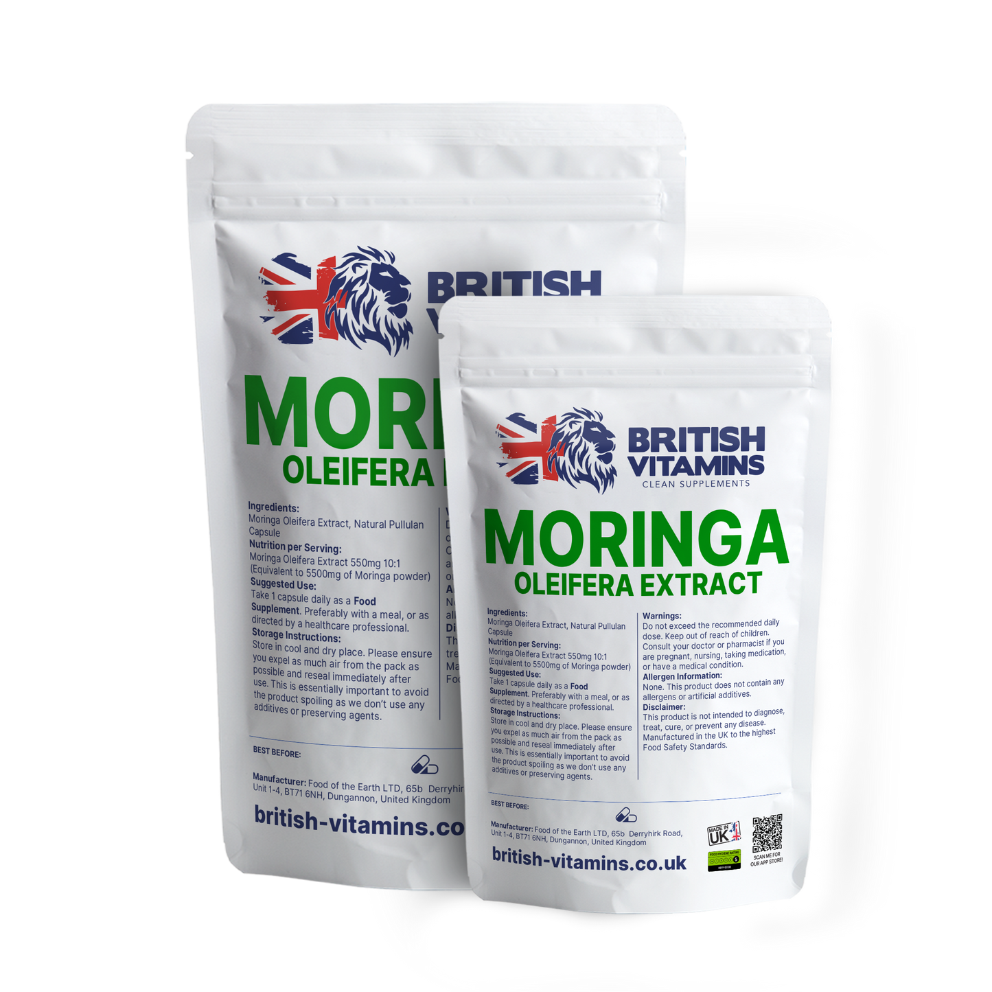 Moringa Olifera Leaf Extract 550mg 10:1 Extract Additive Free Health & Beauty:Vitamins & Lifestyle Supplements:Vitamins & Minerals British Vitamins