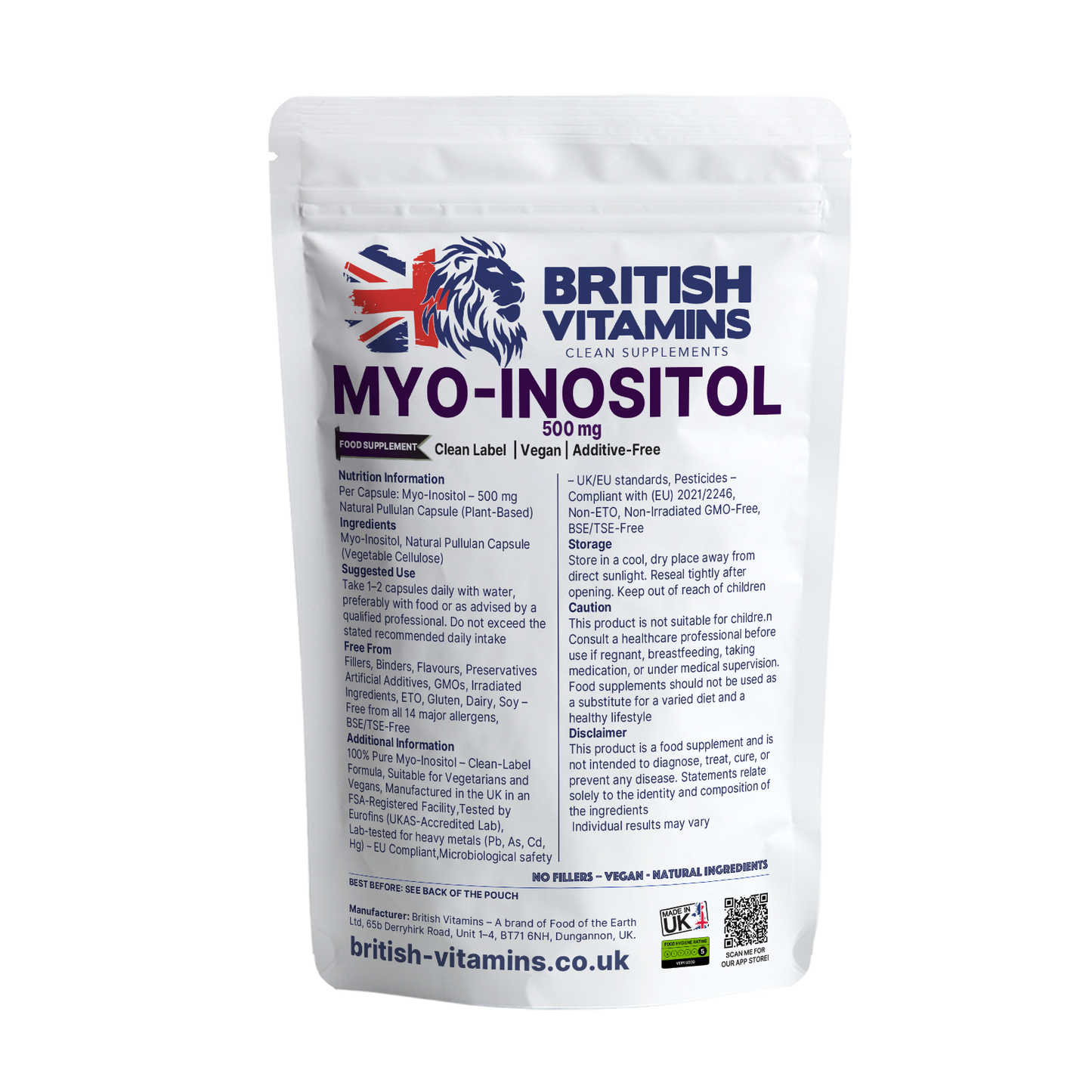 Myo-Inositol 500 mg British Vitamins 90 Capsules