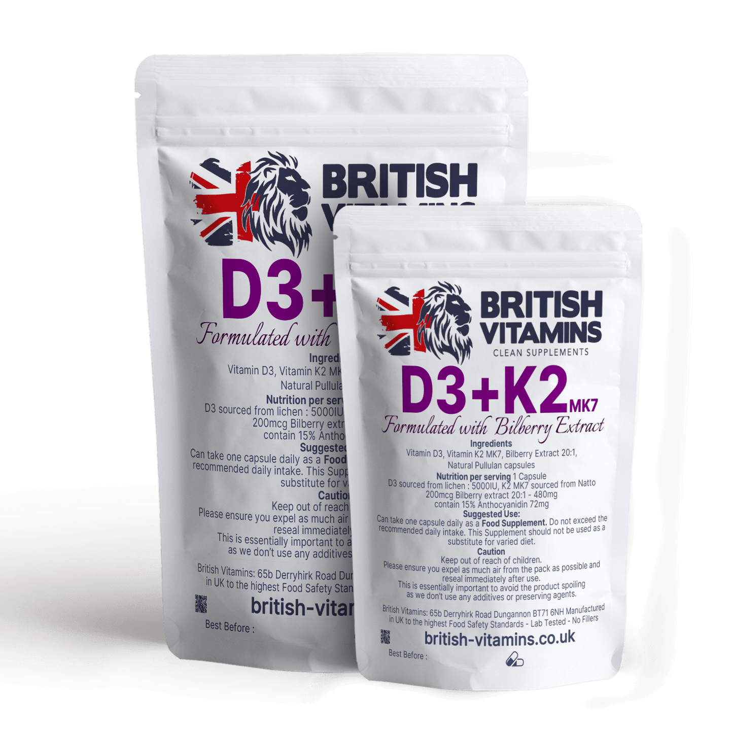 D3 + K2 & Bilberry Extract Health & Beauty:Vitamins & Lifestyle Supplements:Sports Supplements:Protein Shakes & Bodybuilding British Vitamins 5 capsules  