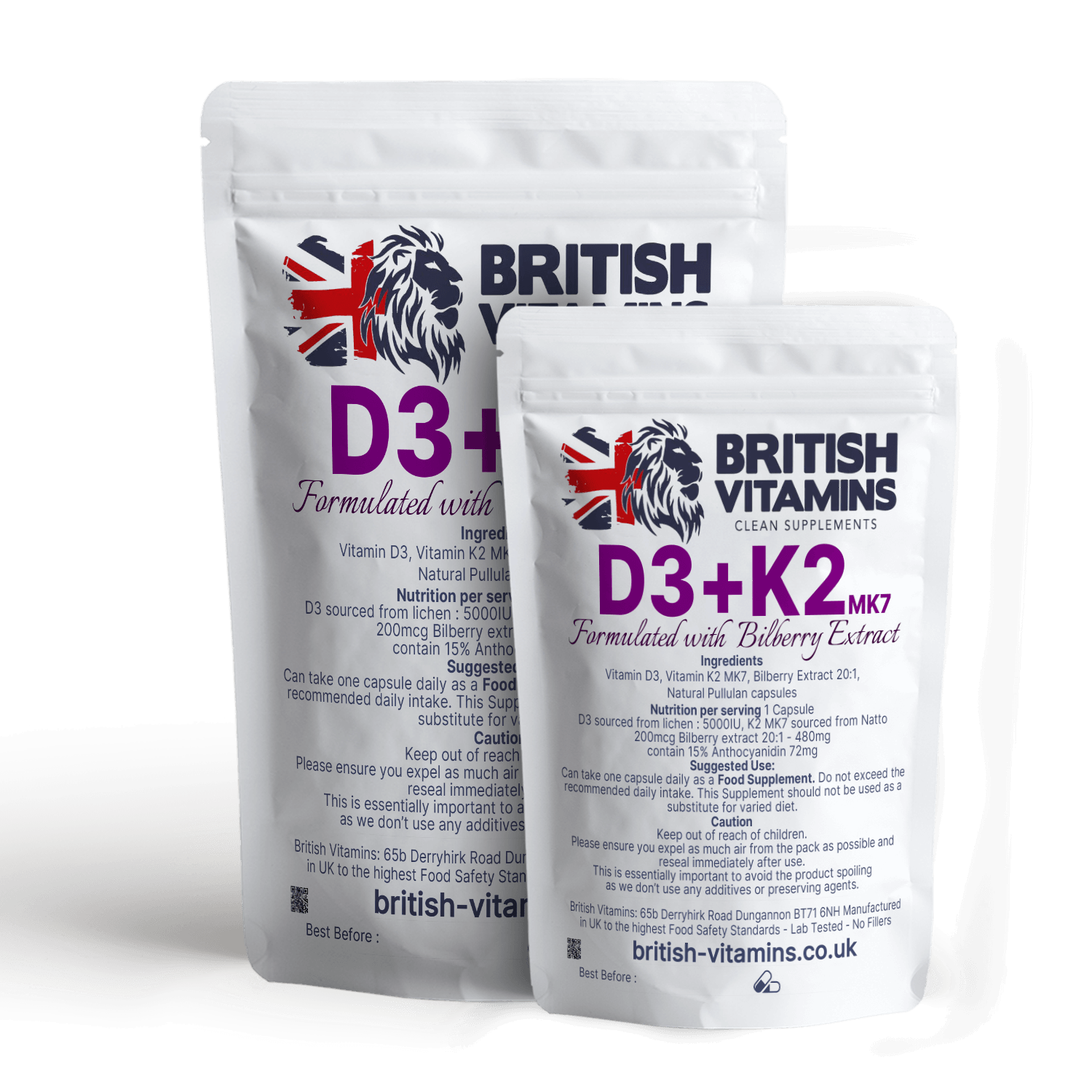 D3 + K2 & Bilberry Extract Health & Beauty:Vitamins & Lifestyle Supplements:Sports Supplements:Protein Shakes & Bodybuilding British Vitamins 5 capsules  