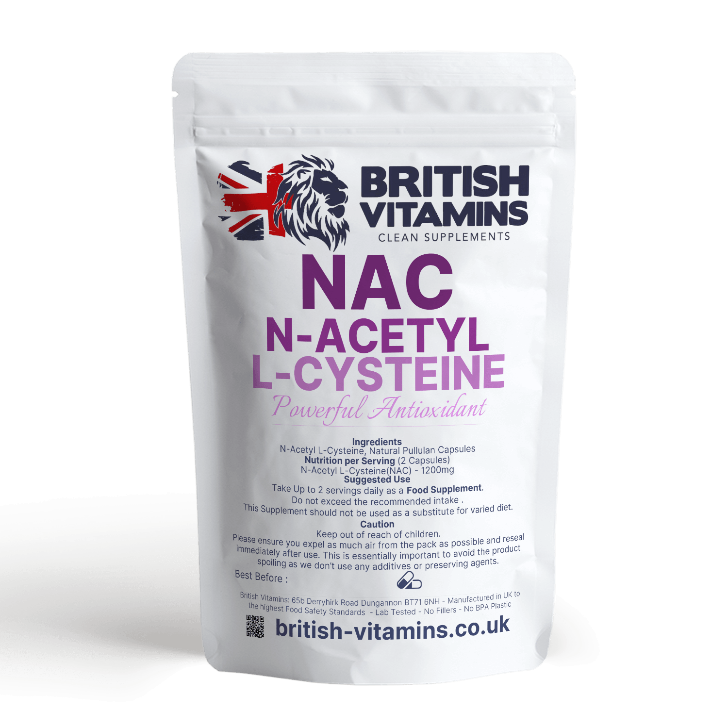 NAC N Acetyl Cysteine 1200mg serving Amino Acid Health & Beauty:Vitamins & Lifestyle Supplements:Vitamins & Minerals British Vitamins   