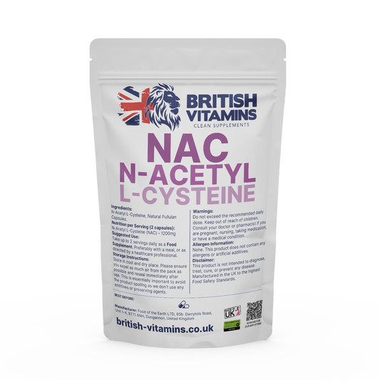 NAC N Acetyl Cysteine 1200mg serving Amino Acid Health & Beauty:Vitamins & Lifestyle Supplements:Vitamins & Minerals British Vitamins 30 Capsules ( Half Month supply )