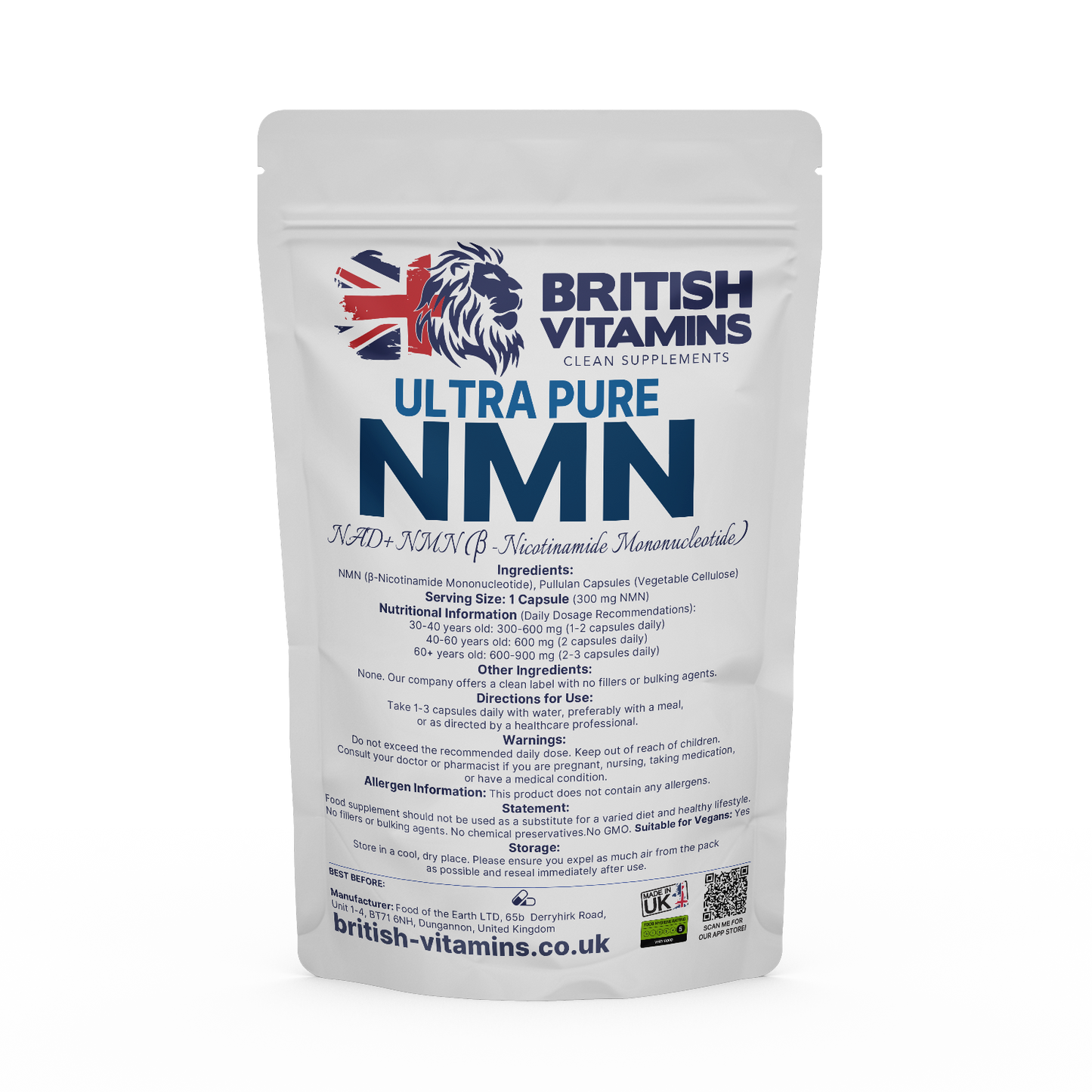 NMN Supplement capsules 300mg Health & Beauty:Vitamins & Lifestyle Supplements:Vitamins & Minerals British Vitamins 5 Capsules (Sample)  