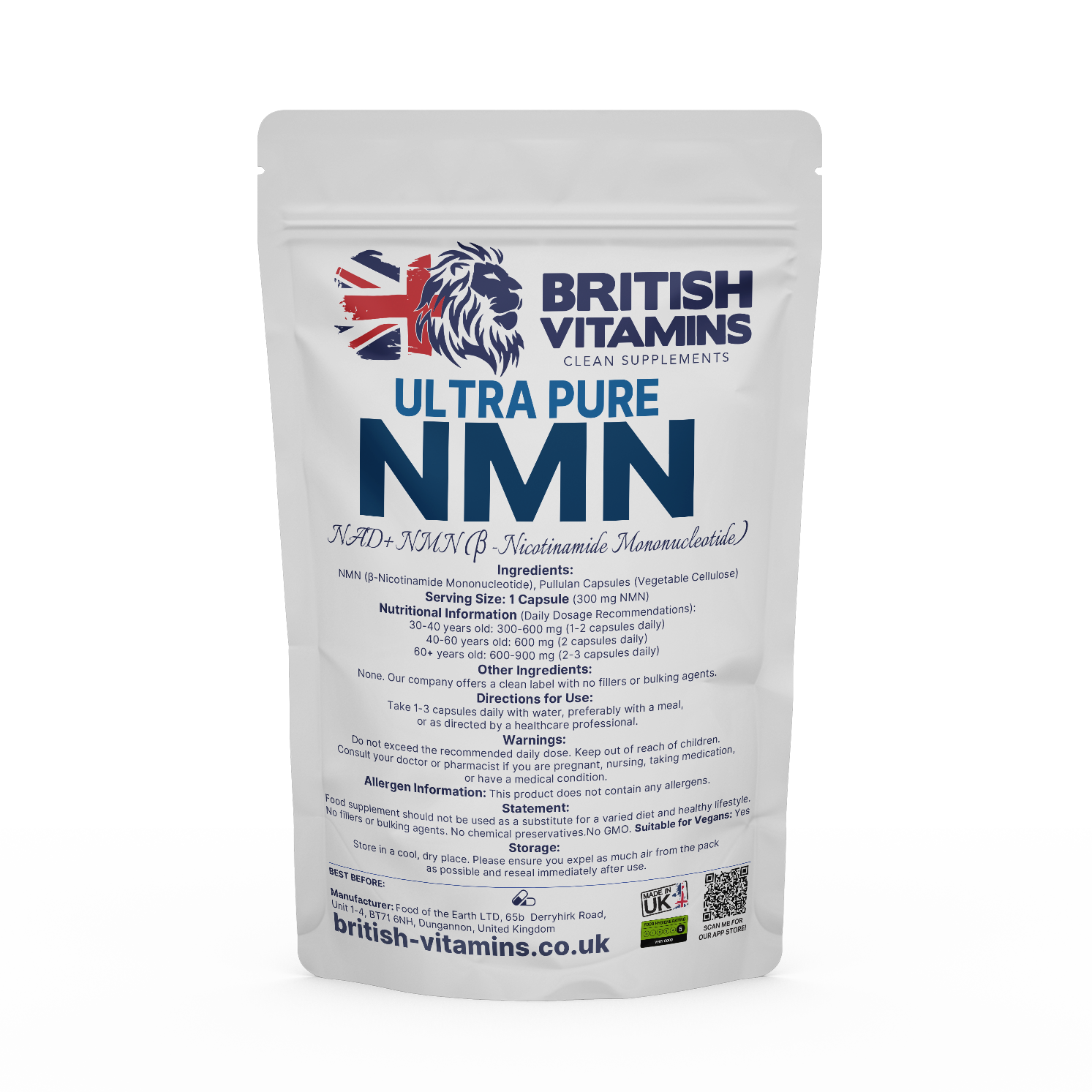 NMN Supplement capsules 300mg Health & Beauty:Vitamins & Lifestyle Supplements:Vitamins & Minerals British Vitamins 5 Capsules (Sample)  