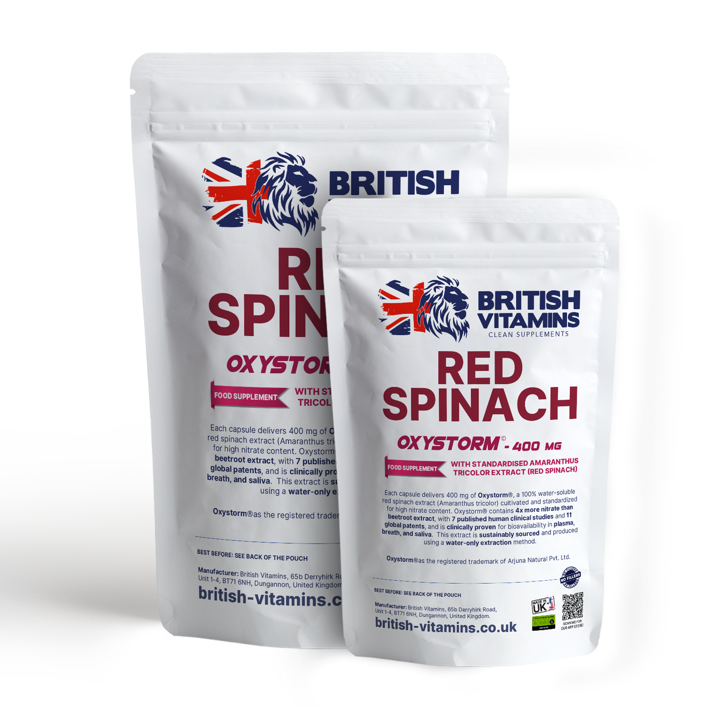 Oxystorm® Red Spinach Extract Natural Nitrate Source 10× More Potent Than Beetroot British Vitamins