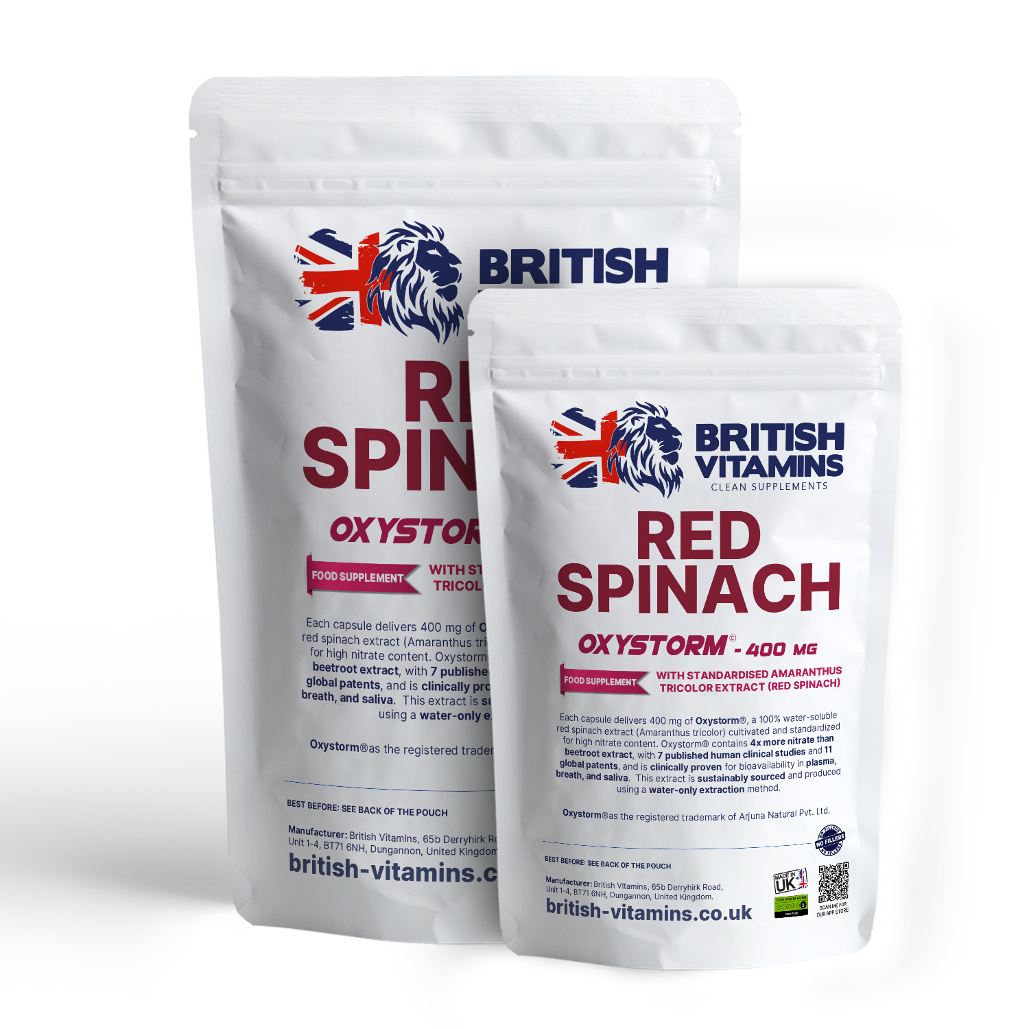 Oxystorm® Red Spinach Extract Natural Nitrate Source 10× More Potent Than Beetroot British Vitamins