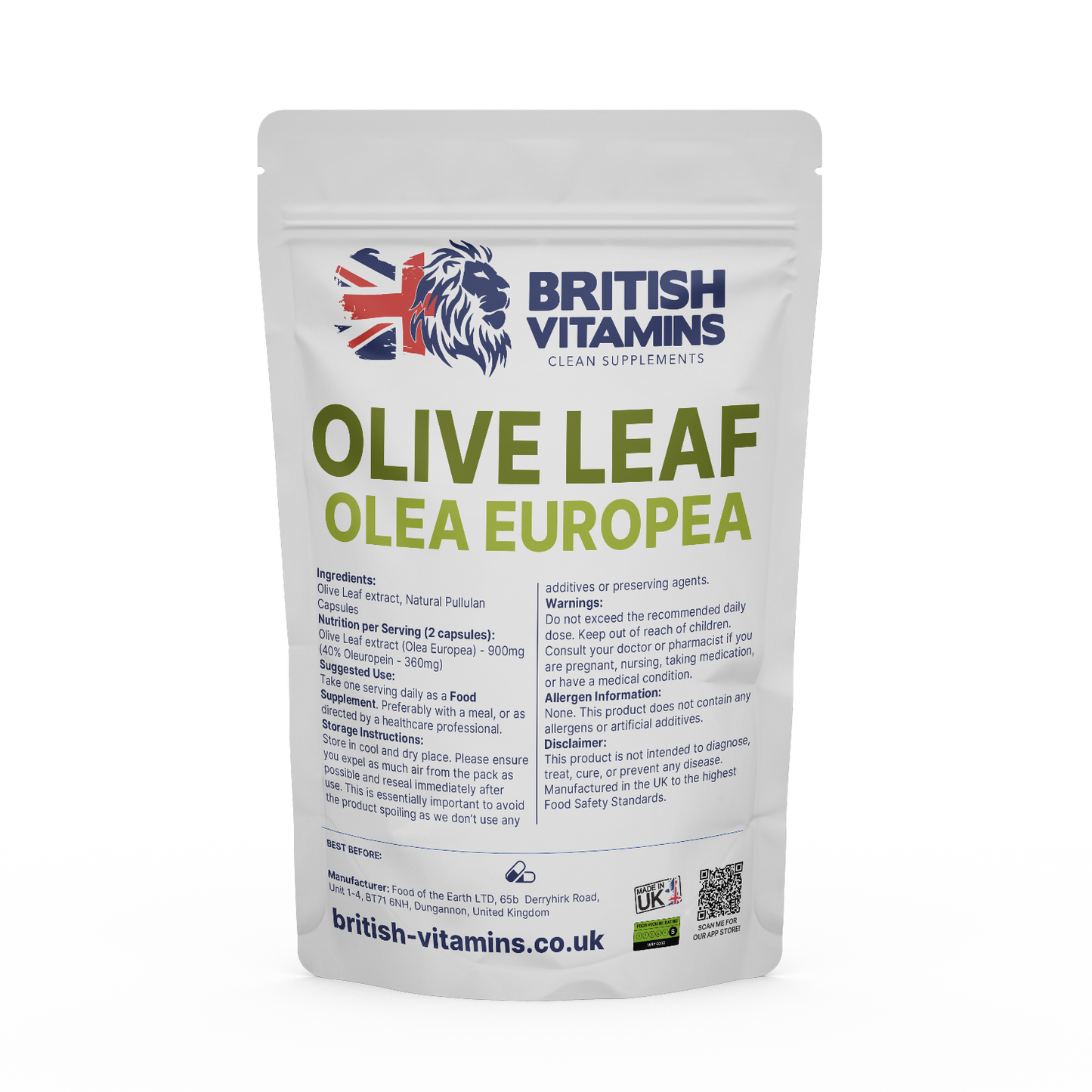 Olive Leaf Extract 40% active Oleuropein Health & Beauty:Vitamins & Lifestyle Supplements:Vitamins & Minerals British Vitamins 5 Capsules ( Sample )