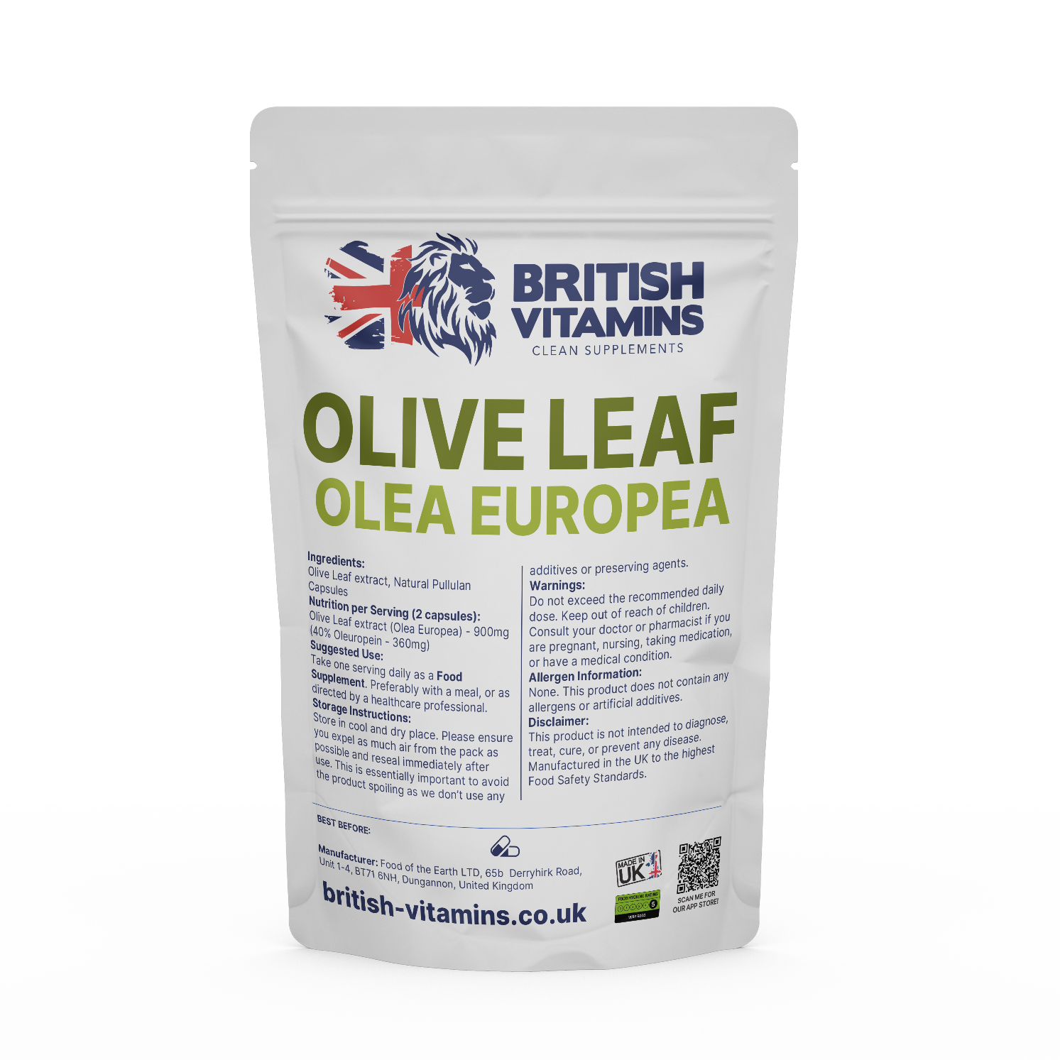 Olive Leaf Extract 40% active Oleuropein Health & Beauty:Vitamins & Lifestyle Supplements:Vitamins & Minerals British Vitamins 5 Capsules ( Sample )