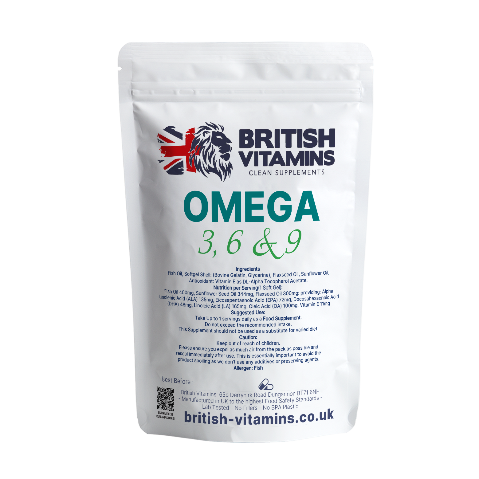 Omega 3, 6 & 9 Fish Oil Food Supplement British Vitamins 60  