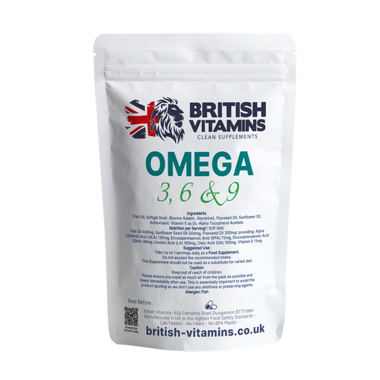 Omega 3, 6 & 9 Fish Oil Food Supplement British Vitamins 60  