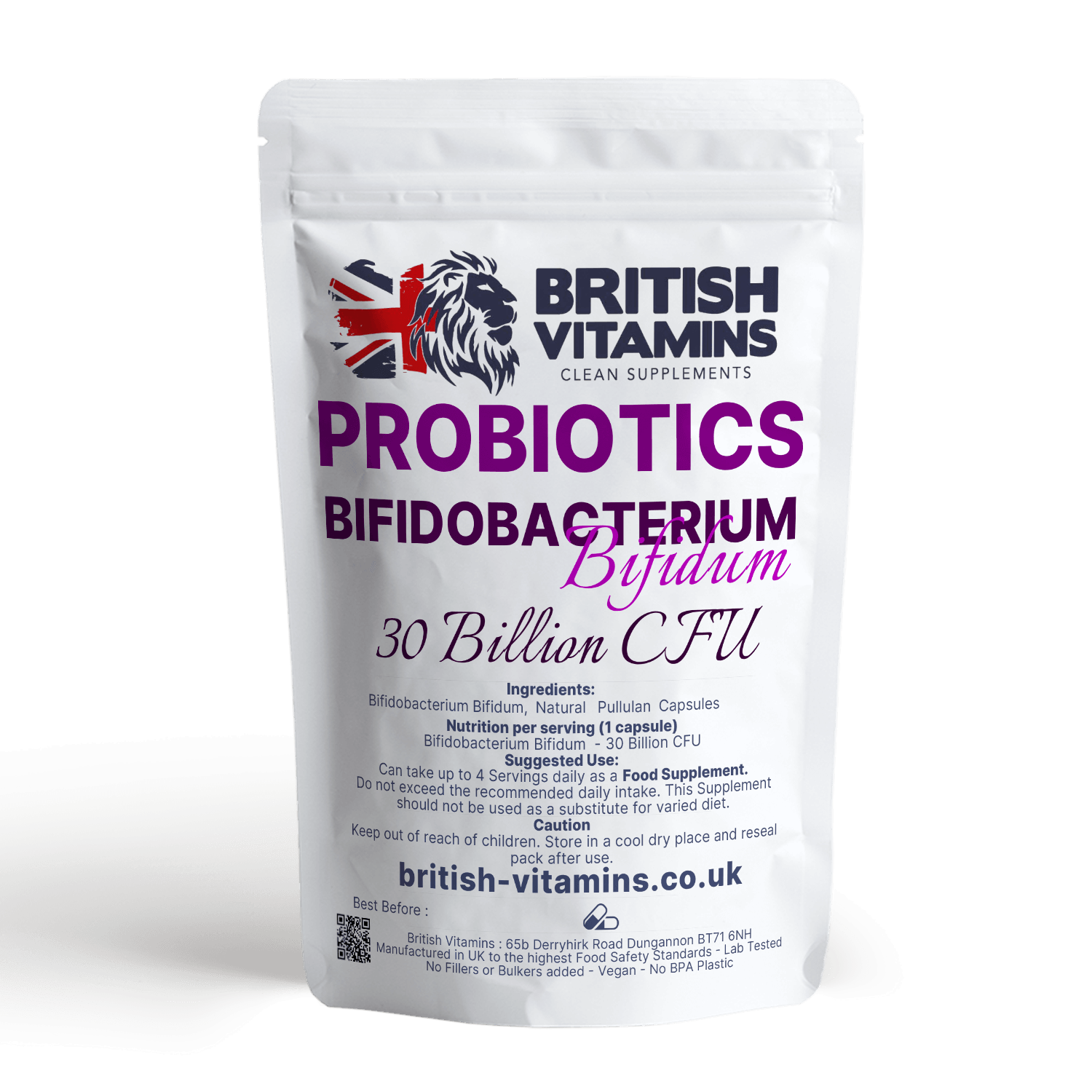 Probiotics Bifidobacterium Bifidium 30 Billion CFU bacteria Health & Beauty:Vitamins & Lifestyle Supplements:Vitamins & Minerals British Vitamins   