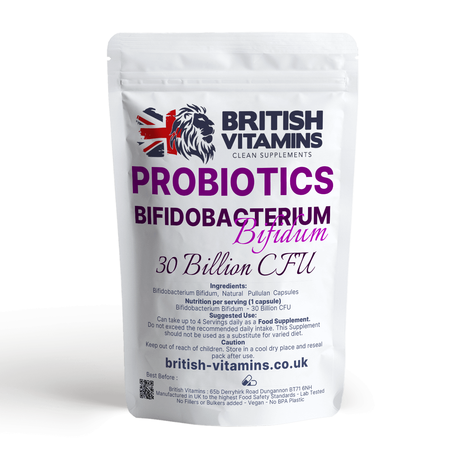 Probiotics Bifidobacterium Bifidum 30 Billion CFU bacteria Health & Beauty:Vitamins & Lifestyle Supplements:Vitamins & Minerals British Vitamins   