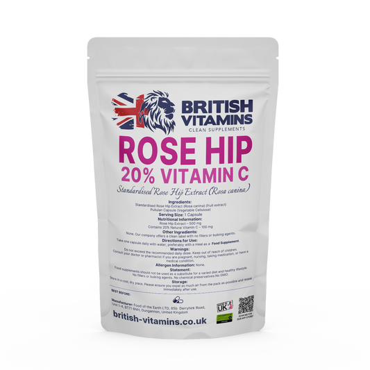 Rose Hips Extract - 20% Natural Vitamin C Health & Beauty:Vitamins & Lifestyle Supplements:Vitamins & Minerals British Vitamins 5 Capsules (Sample)  