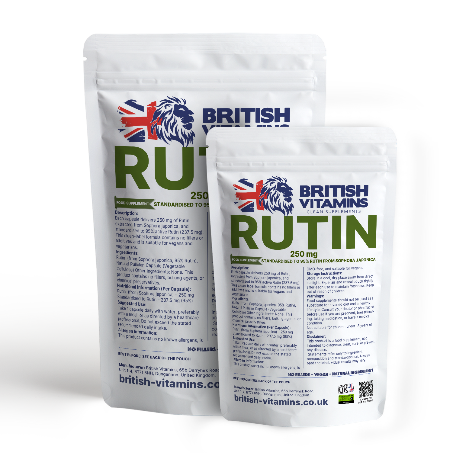 Rutin 250mg – from Sophora japonica | Clean Label Vegan Capsules British Vitamins