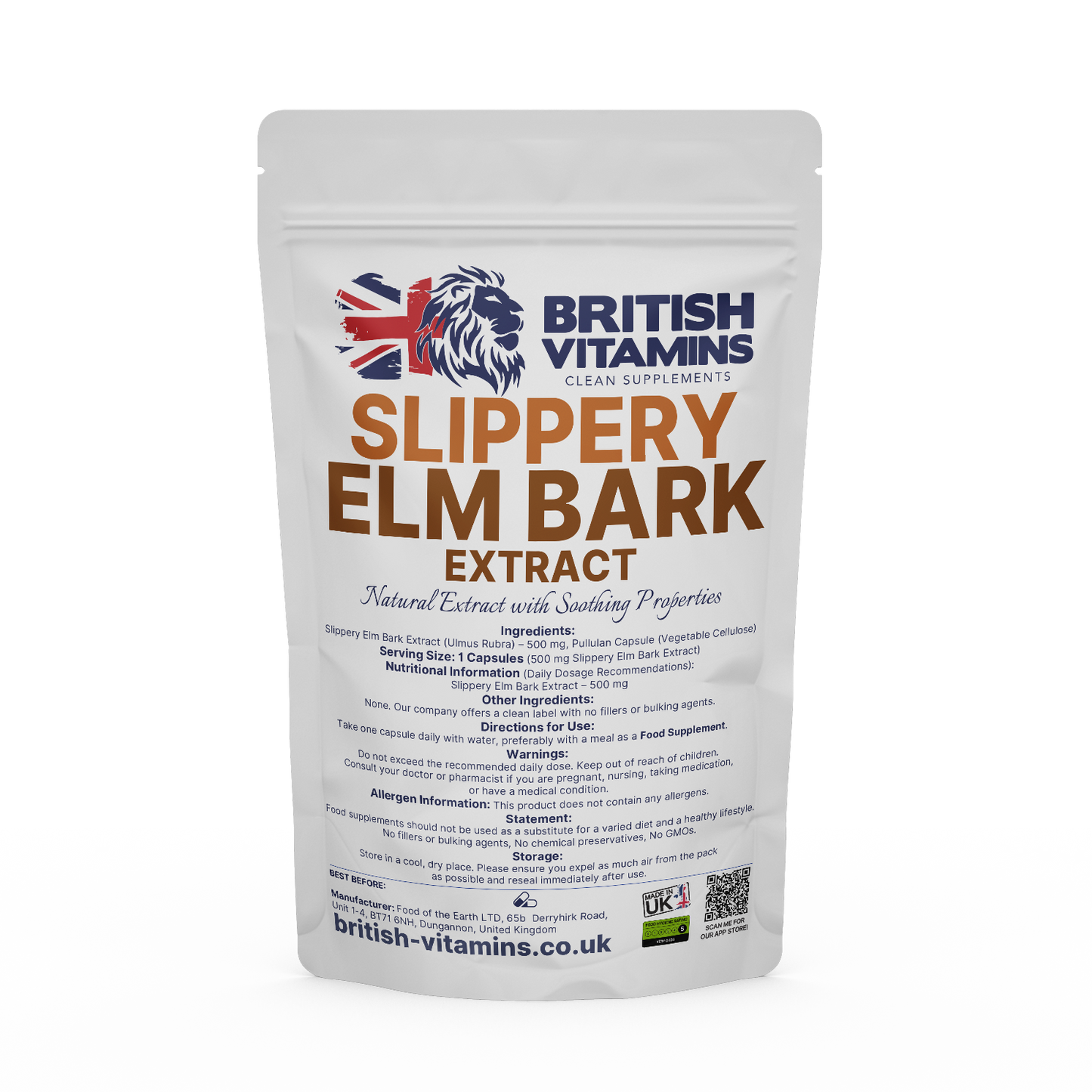 Slippery Elm Bark Extract Health & Beauty:Vitamins & Lifestyle Supplements:Vitamins & Minerals British Vitamins 5 Capsules ( Sample )  