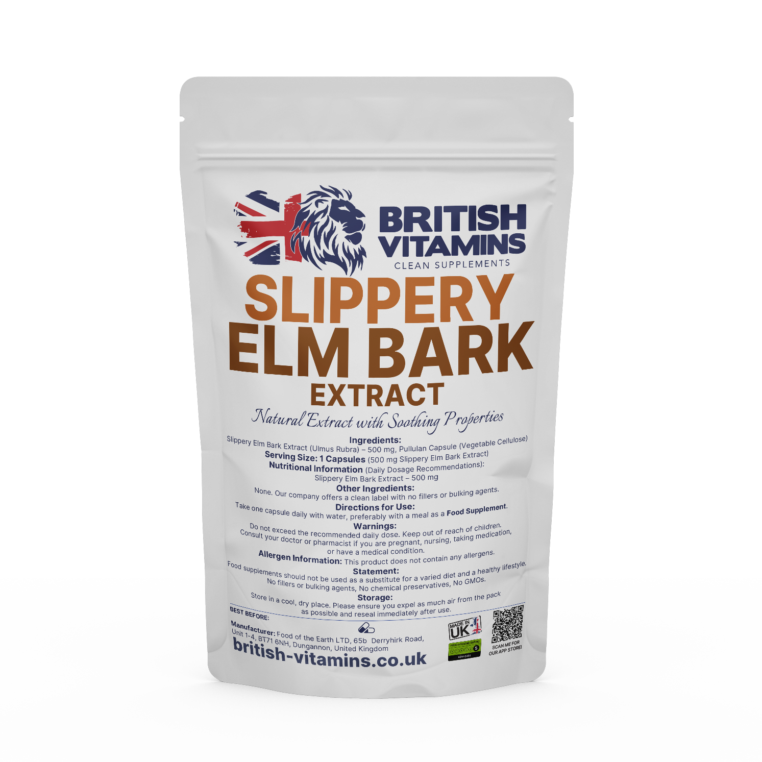 Slippery Elm Bark Extract Health & Beauty:Vitamins & Lifestyle Supplements:Vitamins & Minerals British Vitamins 5 Capsules ( Sample )  