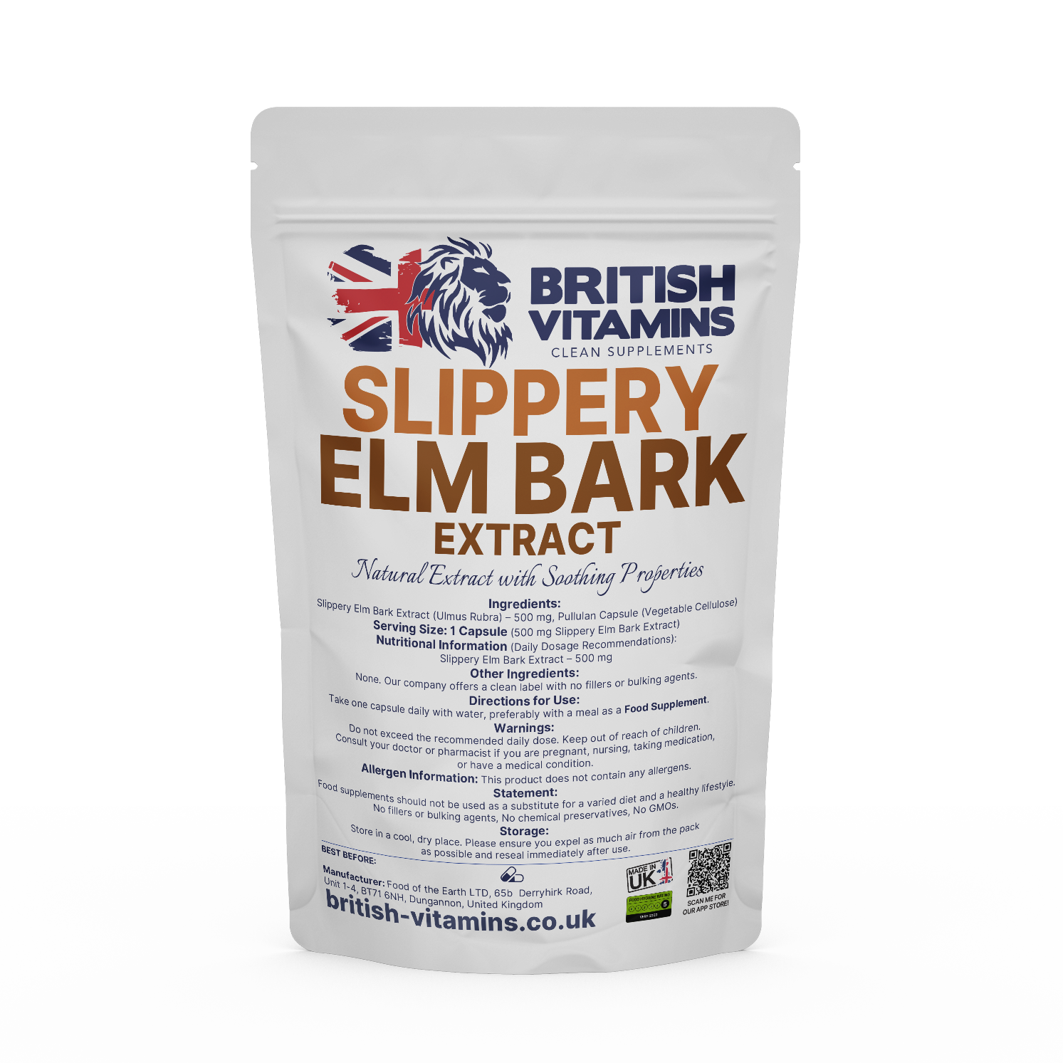 Slippery Elm Bark Extract Health & Beauty:Vitamins & Lifestyle Supplements:Vitamins & Minerals British Vitamins 5 Capsules ( Sample )  