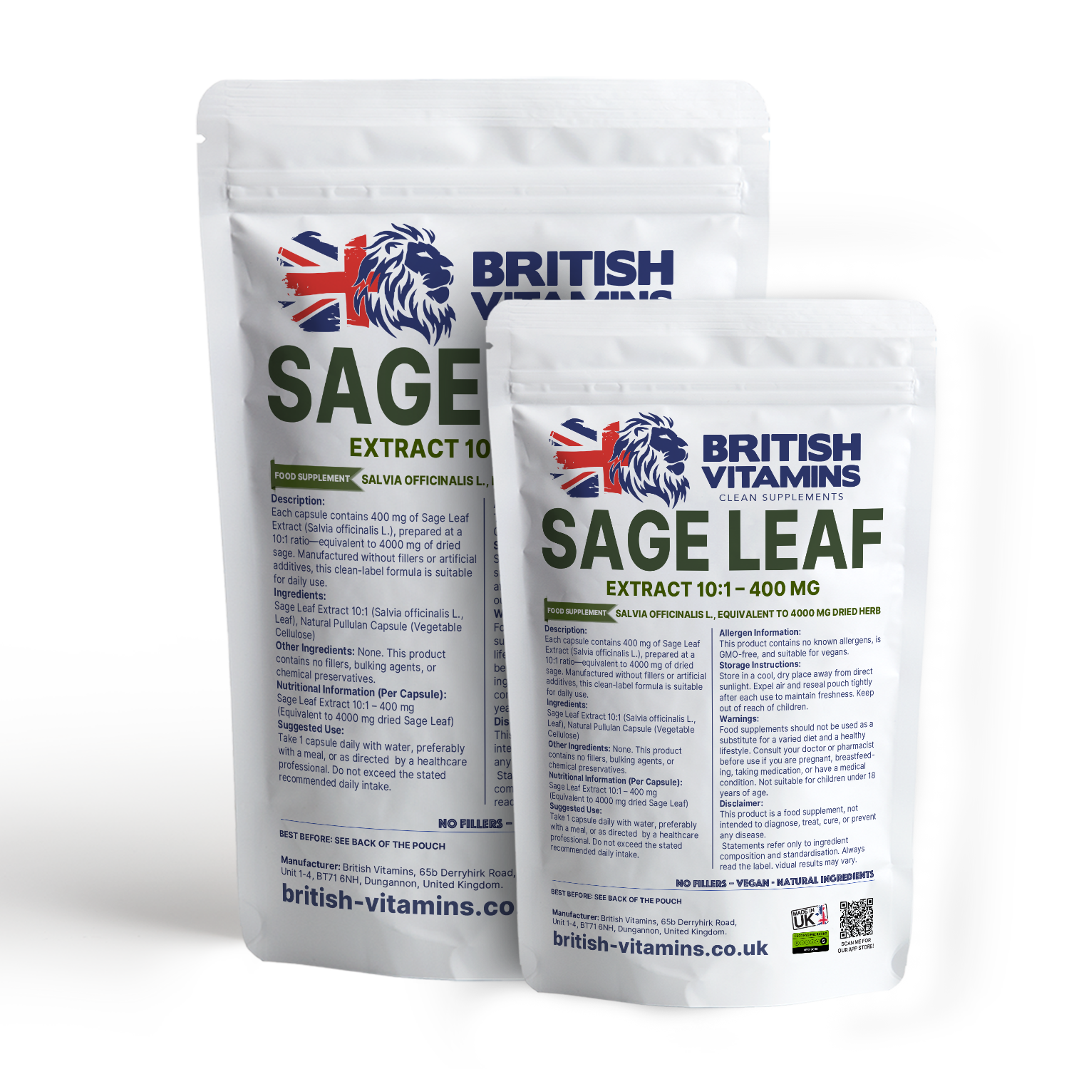 Sage Leaf Extract 10:1 – 400 mg British Vitamins