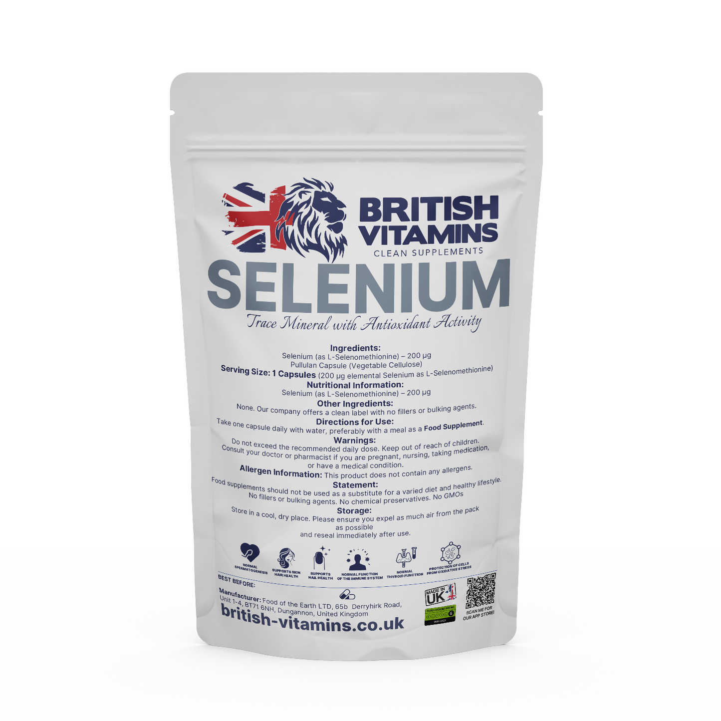 Selenium Health & Beauty:Vitamins & Lifestyle Supplements:Sports Supplements:Protein Shakes & Bodybuilding British Vitamins 5 Capsules ( Sample )  